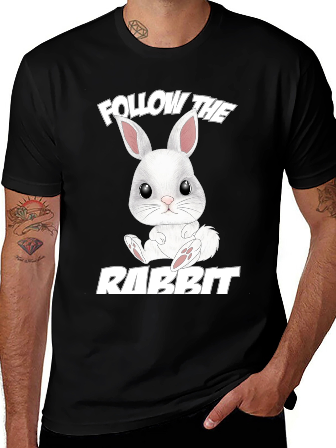 Variant 3 of Follow the Rabbit Black T-Shirt