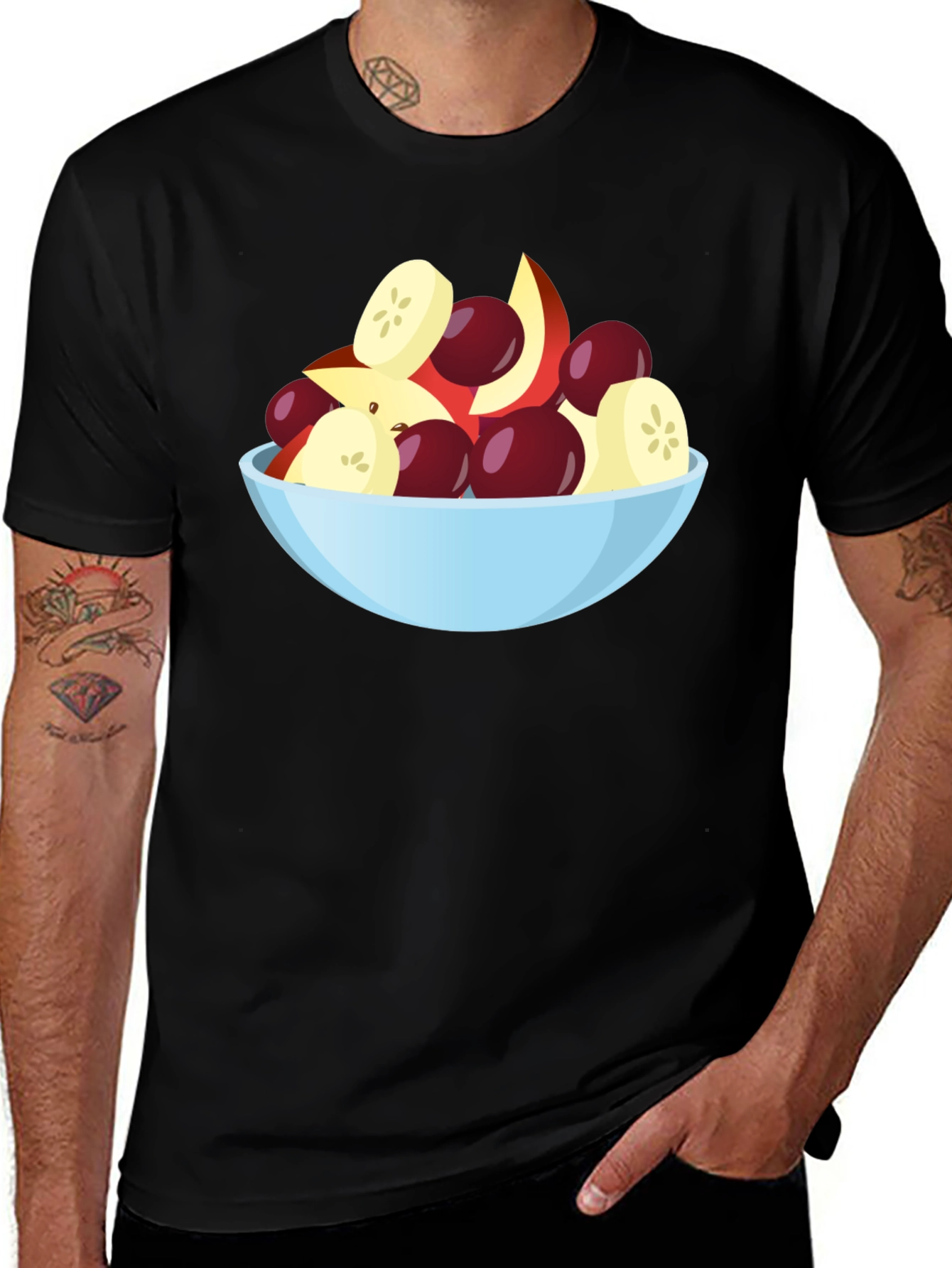 Variant 13 of Fruit Bowl Graphic Tee - Black Casual T-Shirt