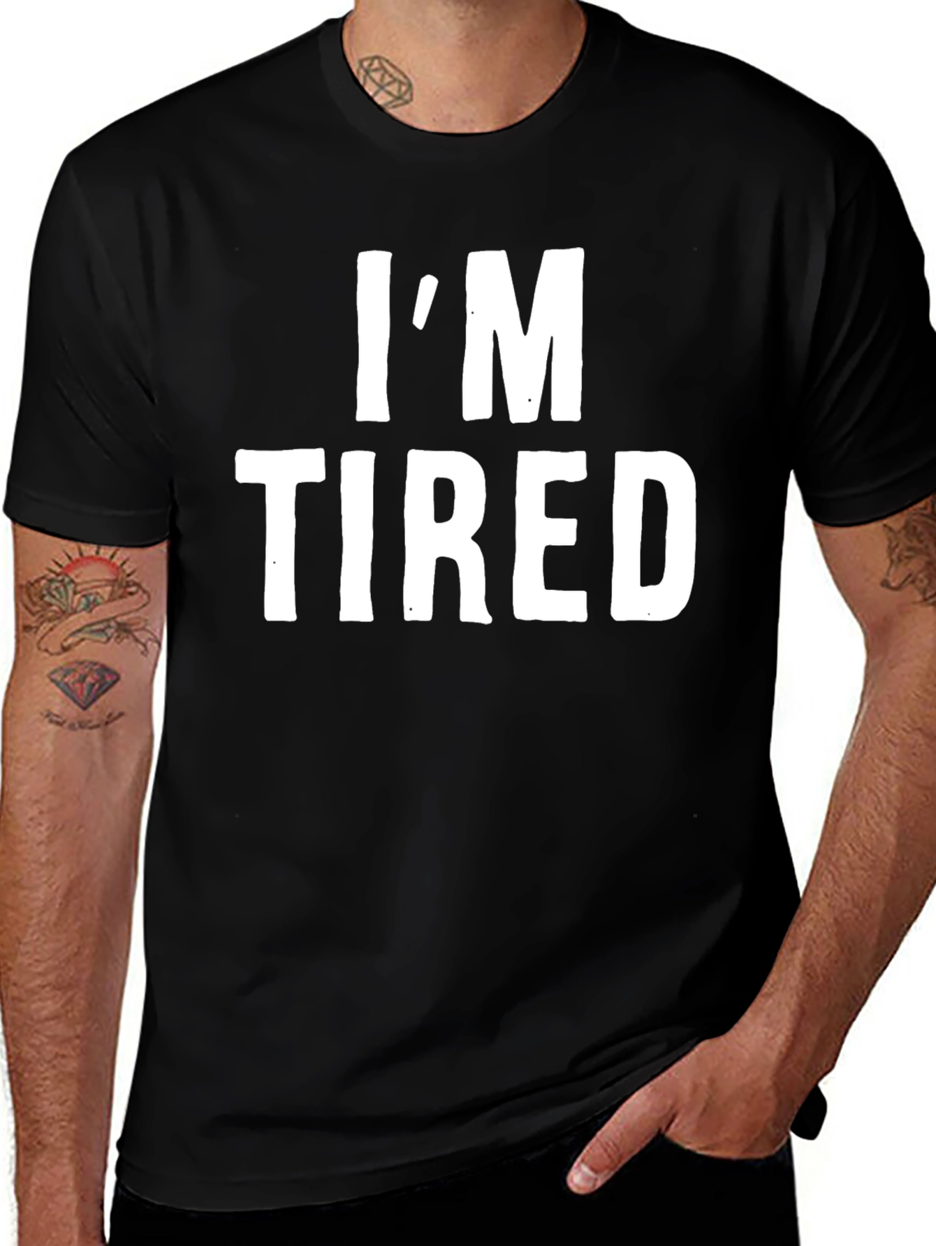 Variant 25 of I'm Tired Graphic T-Shirt - Black Casual Tee