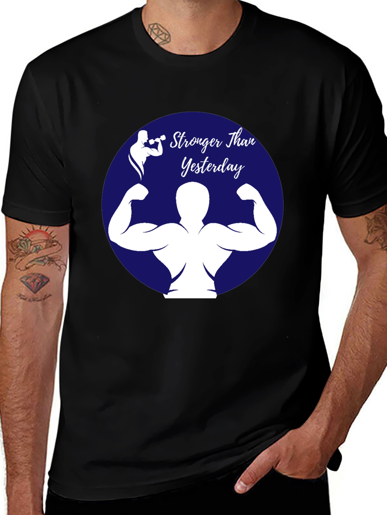 Variant 14 of Stronger Than Yesterday T-Shirt - Gym Fitness Apparel