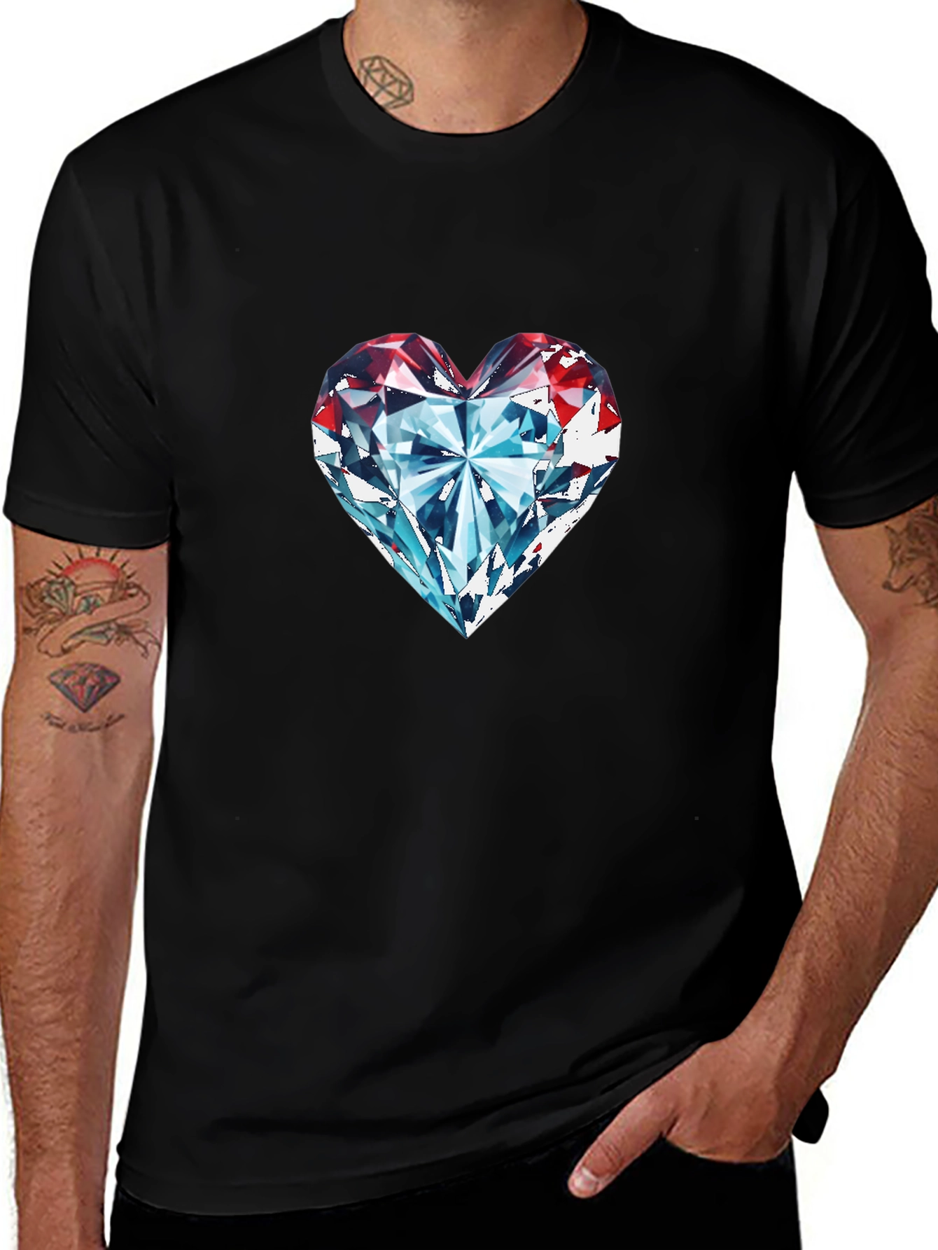 Variant 21 of Diamond Heart Graphic Tee - Classic Black