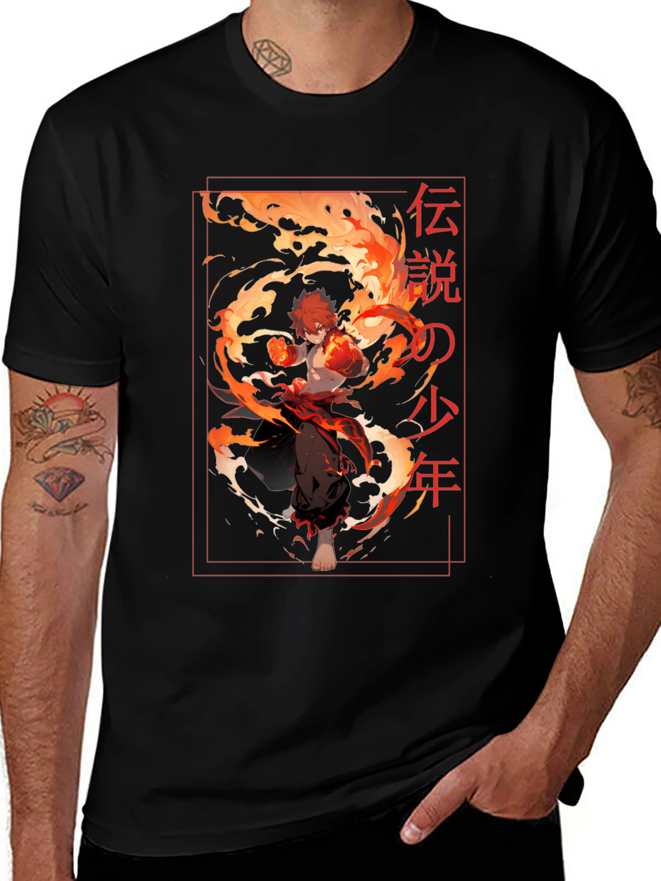 Variant 5 of Anime Fire T-Shirt - Manga Inspired Design