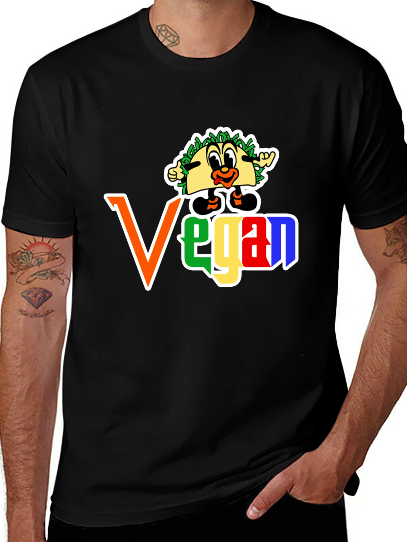 Variant 8 of Vegan Taco Cartoon Graphic T-Shirt