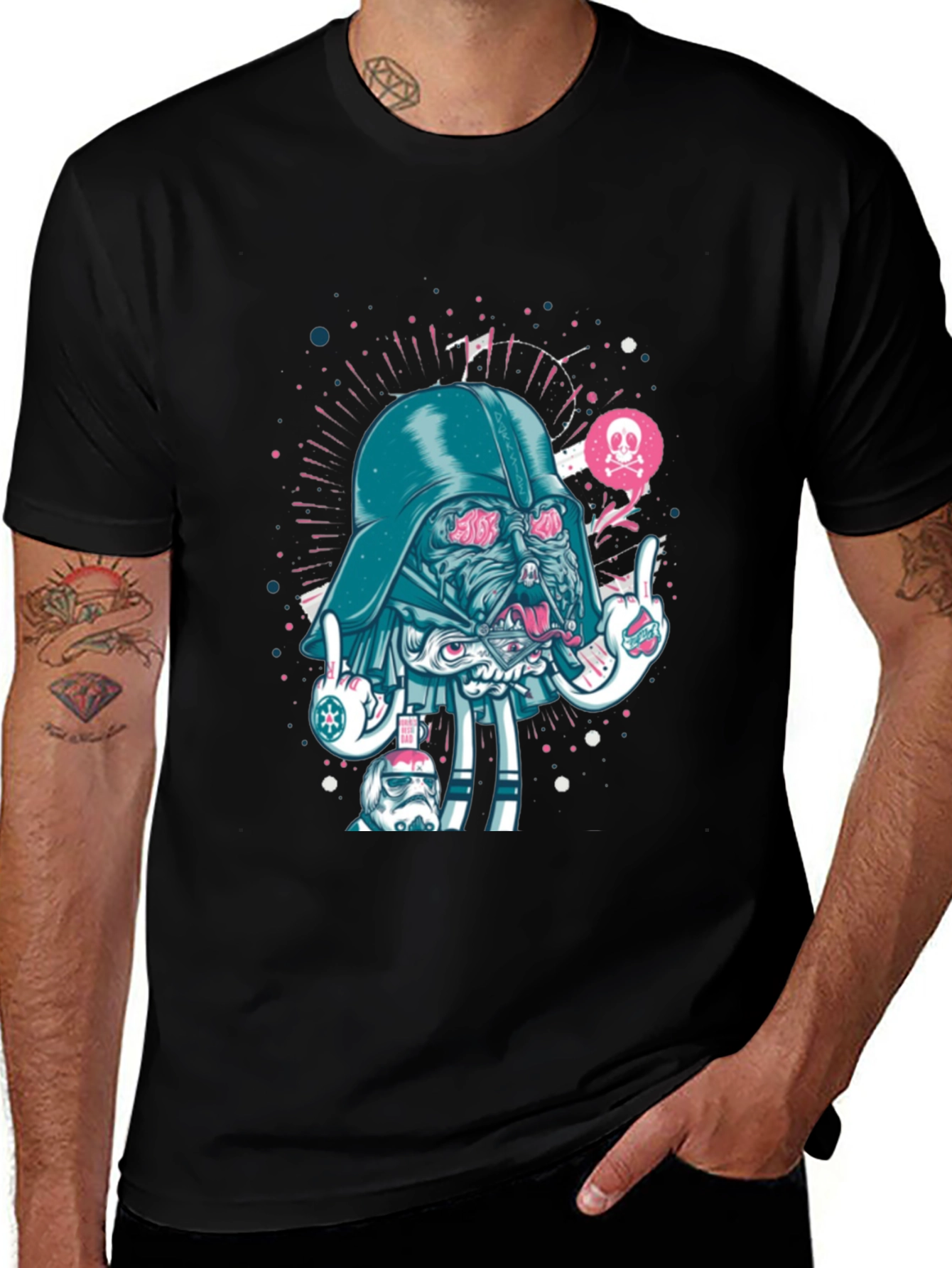 Variant 30 of Darth Vader Cartoon Graphic Black T-Shirt