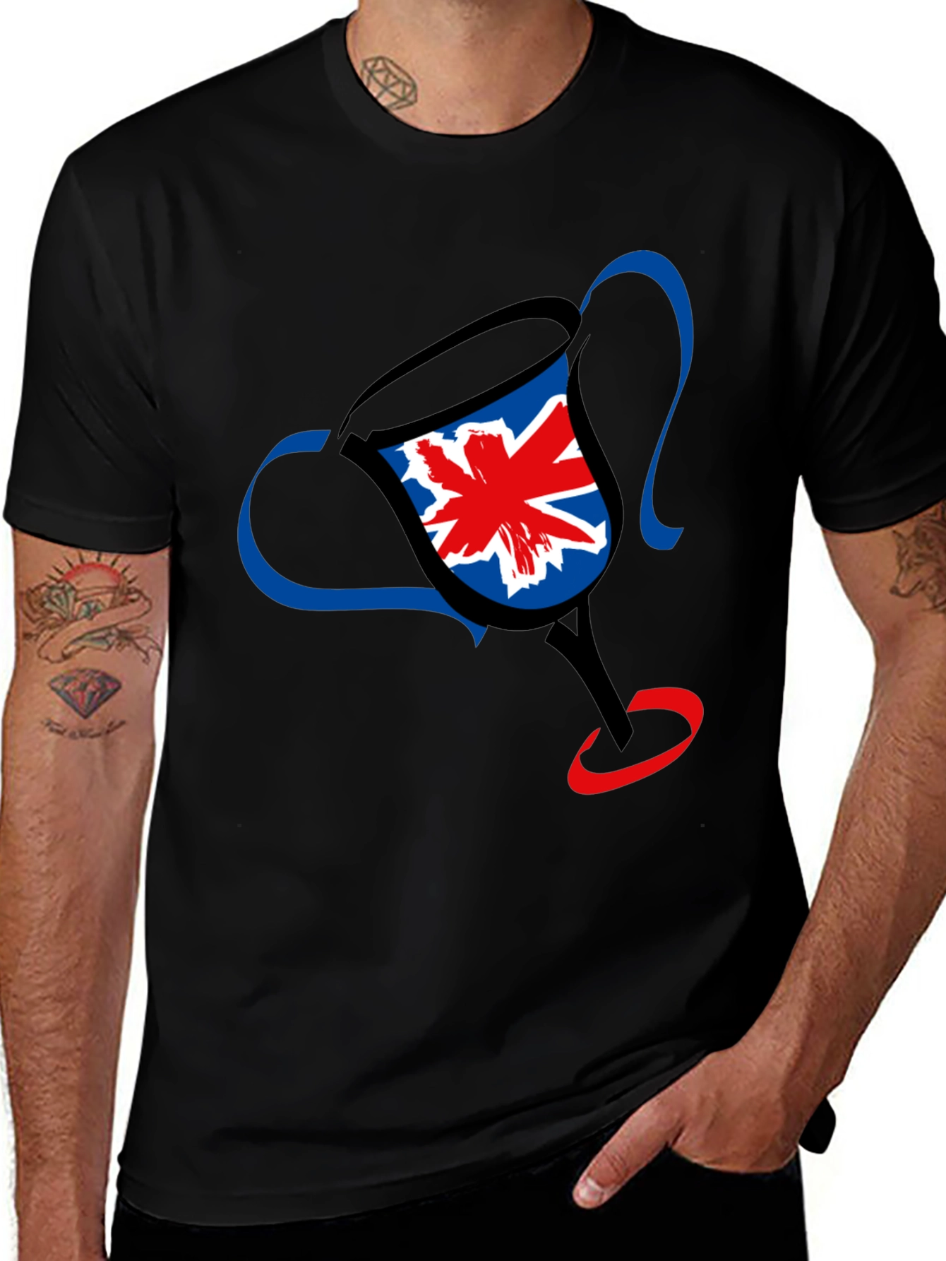 Variant 22 of UK Flag Trophy Graphic Tee - Black