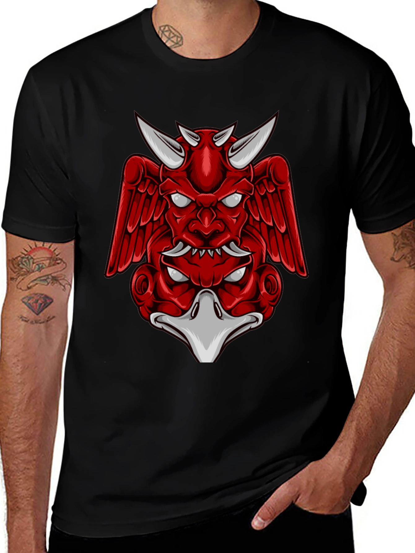 Variant 30 of Red Demon Graphic Tee - Men's Black T-Shirt