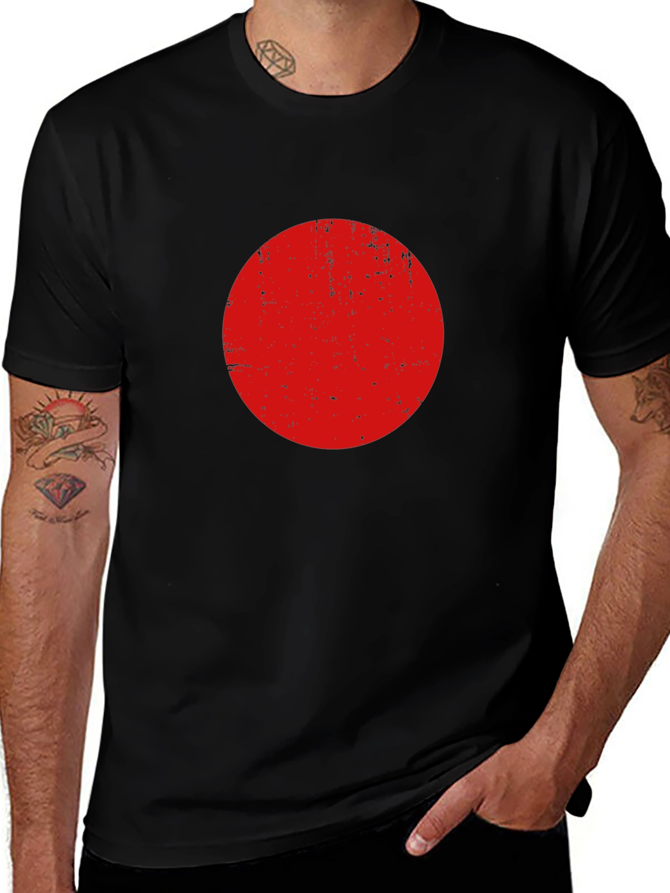 Variant 11 of Red Circle Graphic Black T-Shirt