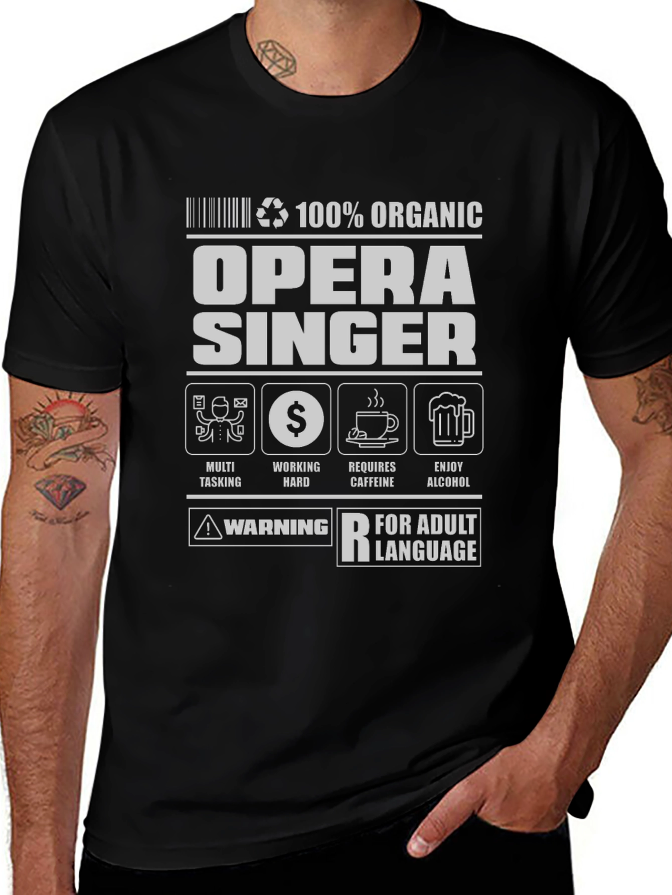 Variant 10 of Opera Singer 100% Organic Adult Humor T-Shirt