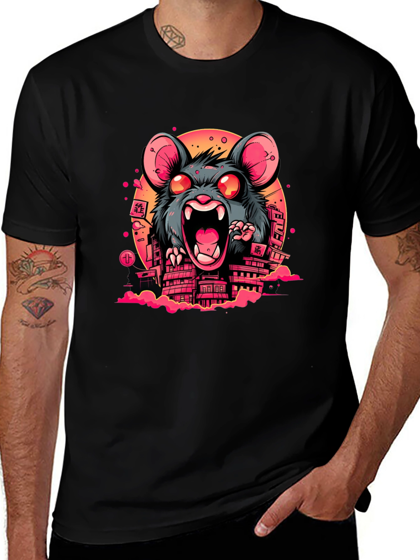 Variant 15 of Kaiju Rat Graphic T-Shirt - Black