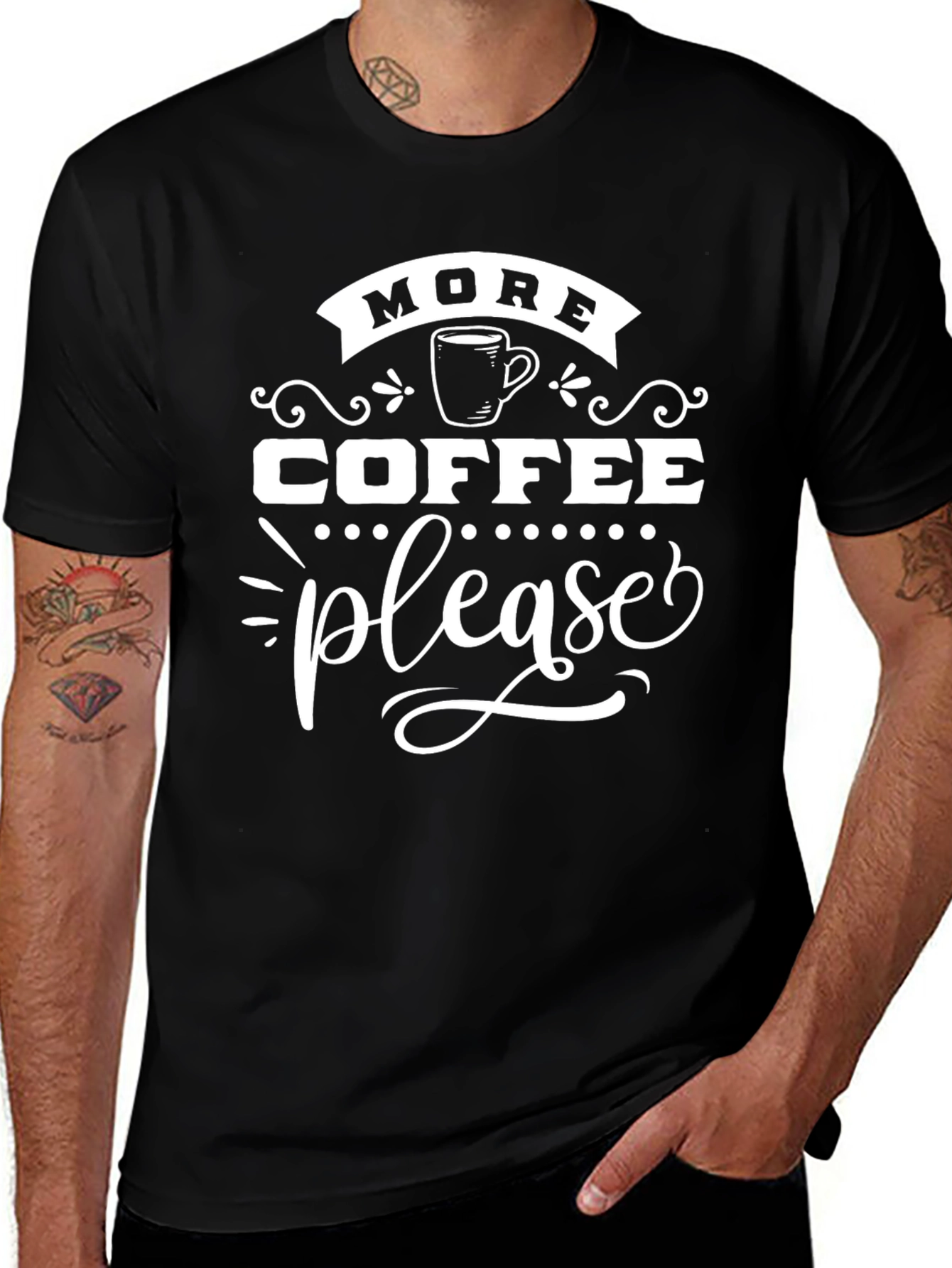 Variant 18 of More Coffee Please Graphic Tee - Soft Cotton Blend