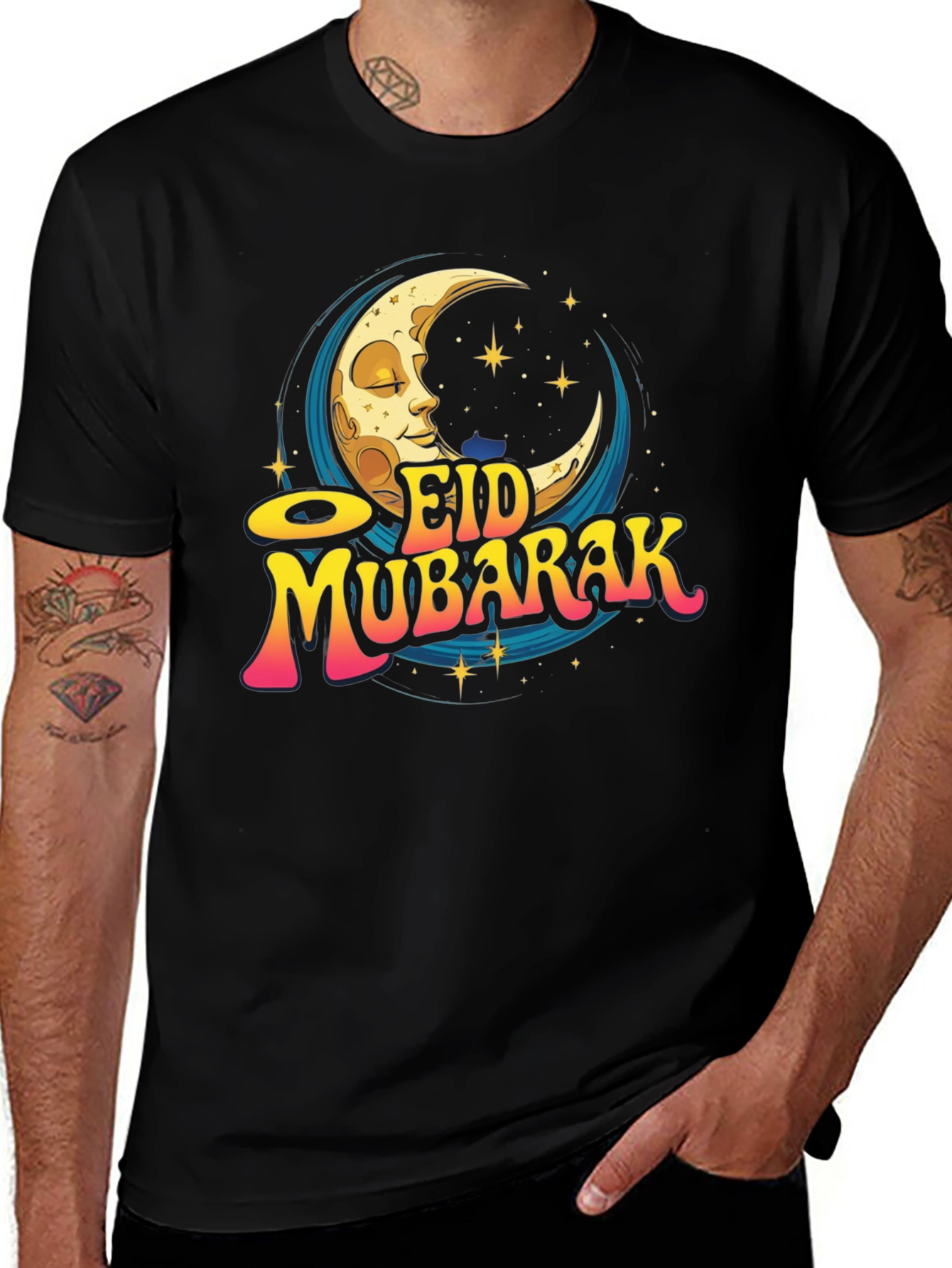 Eid Mubarak Graphic Tee - Crescent Moon Design