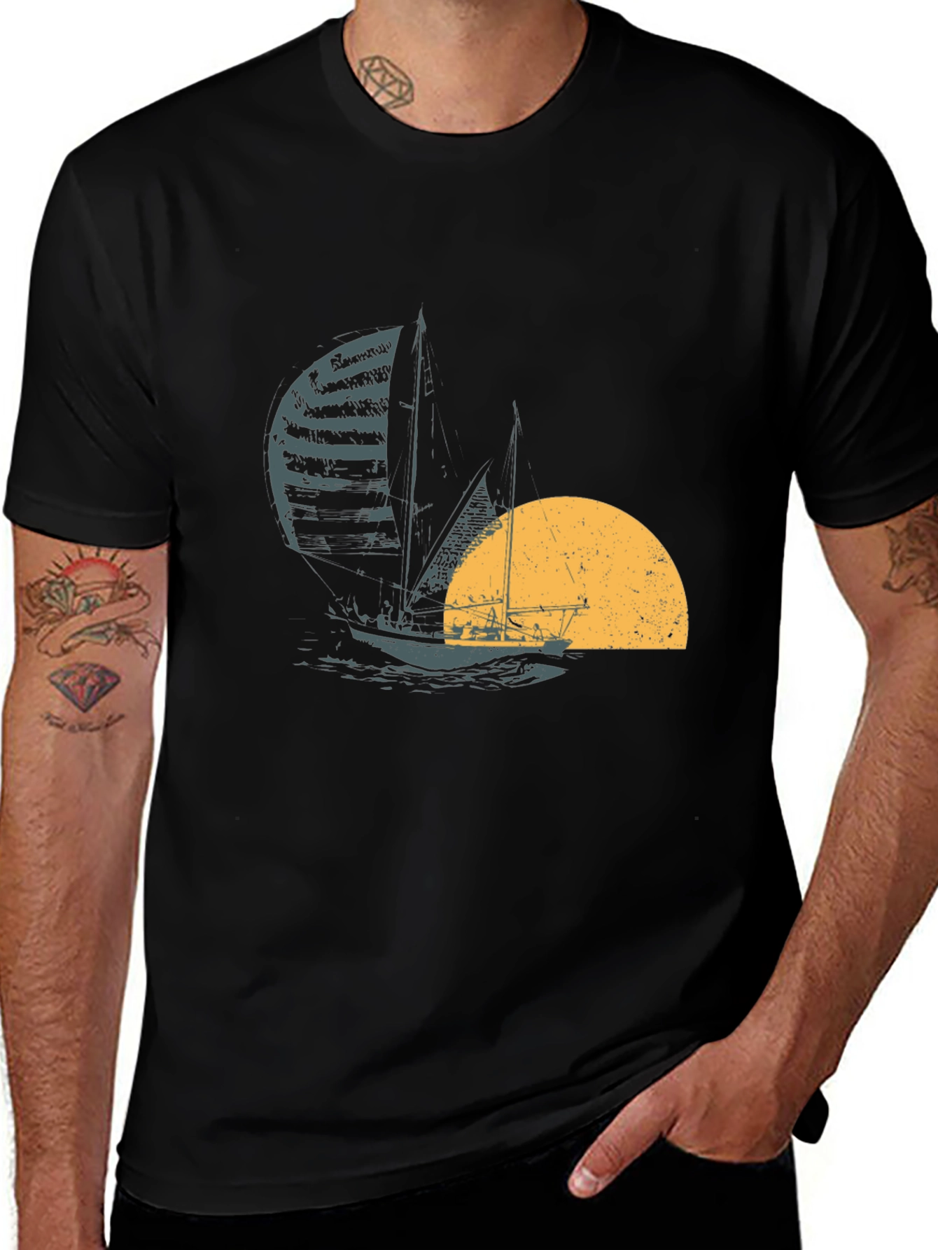 Variant 10 of Sailing at Sunset Black T-Shirt
