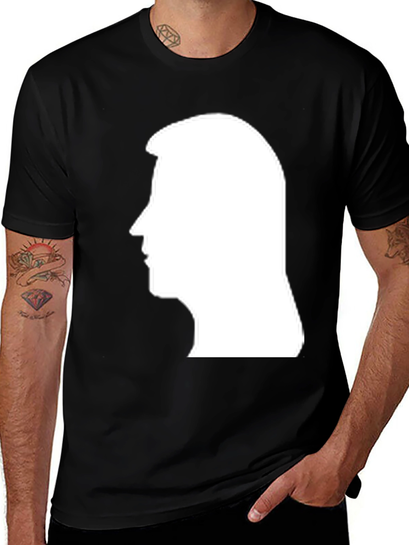 Variant 7 of Silhouette Head Graphic Tee - Black