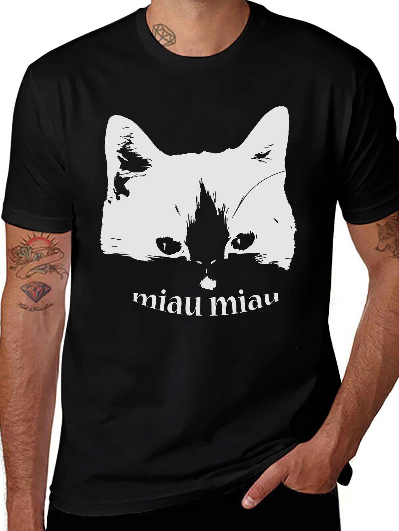 Variant 9 of Cool Cat "Miau Miau" Graphic T-Shirt - Black