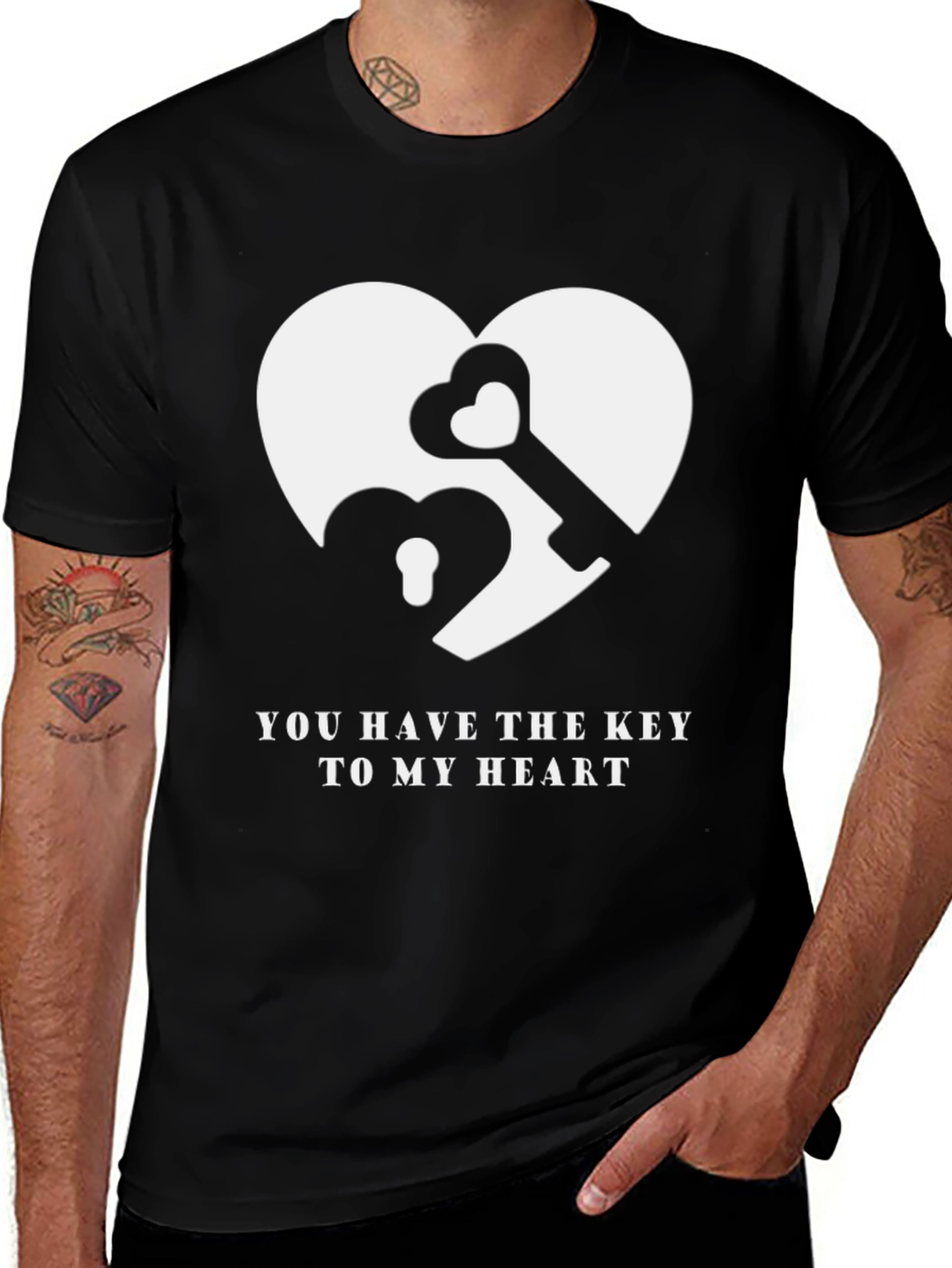 Variant 24 of Heart Key Graphic T-Shirt - You Have the Key