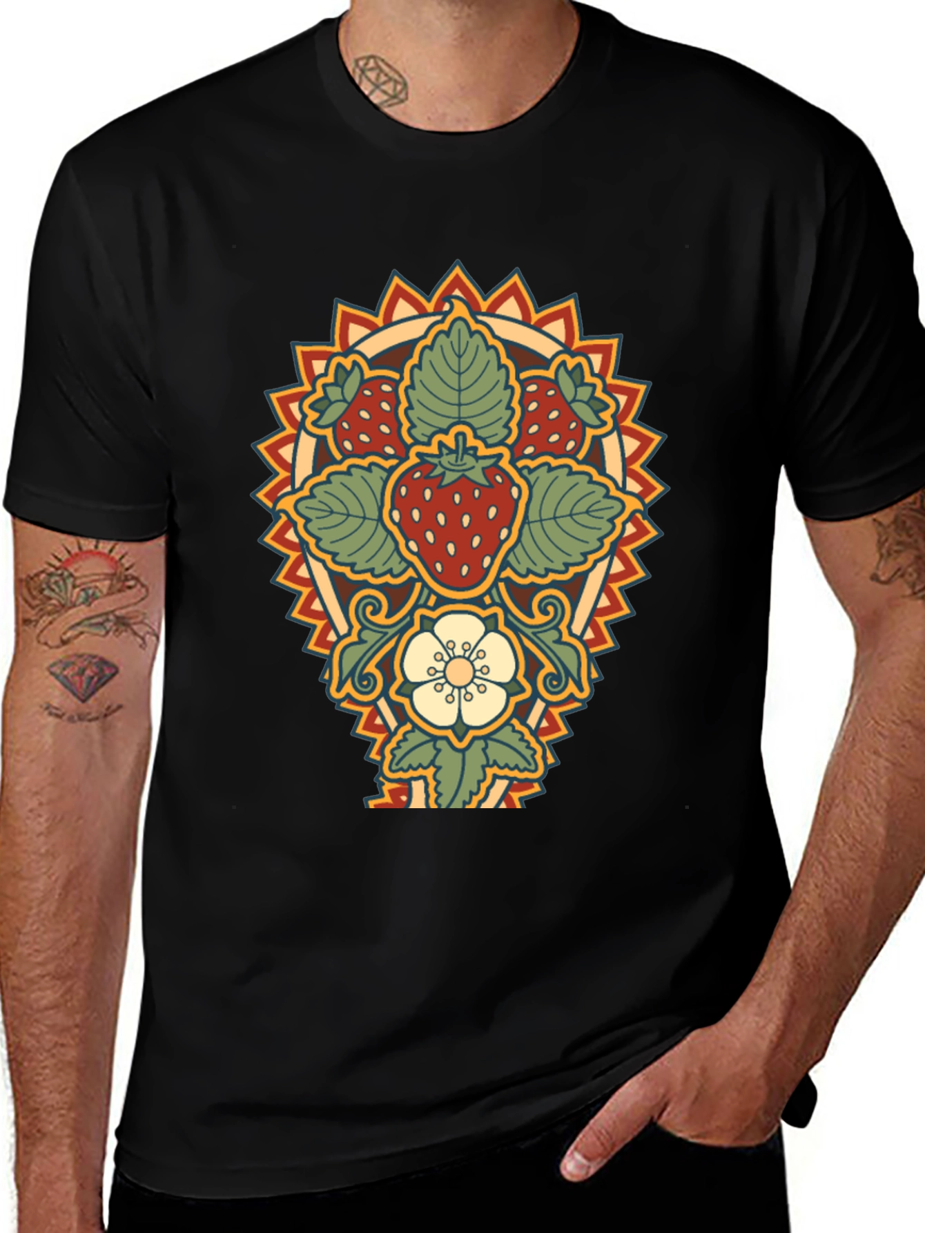 Variant 18 of Strawberry Mandala T-Shirt - Unique Design