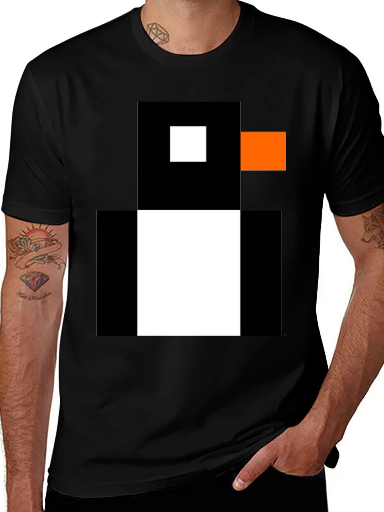 Variant 12 of Pixelated Penguin Graphic Tee - Black