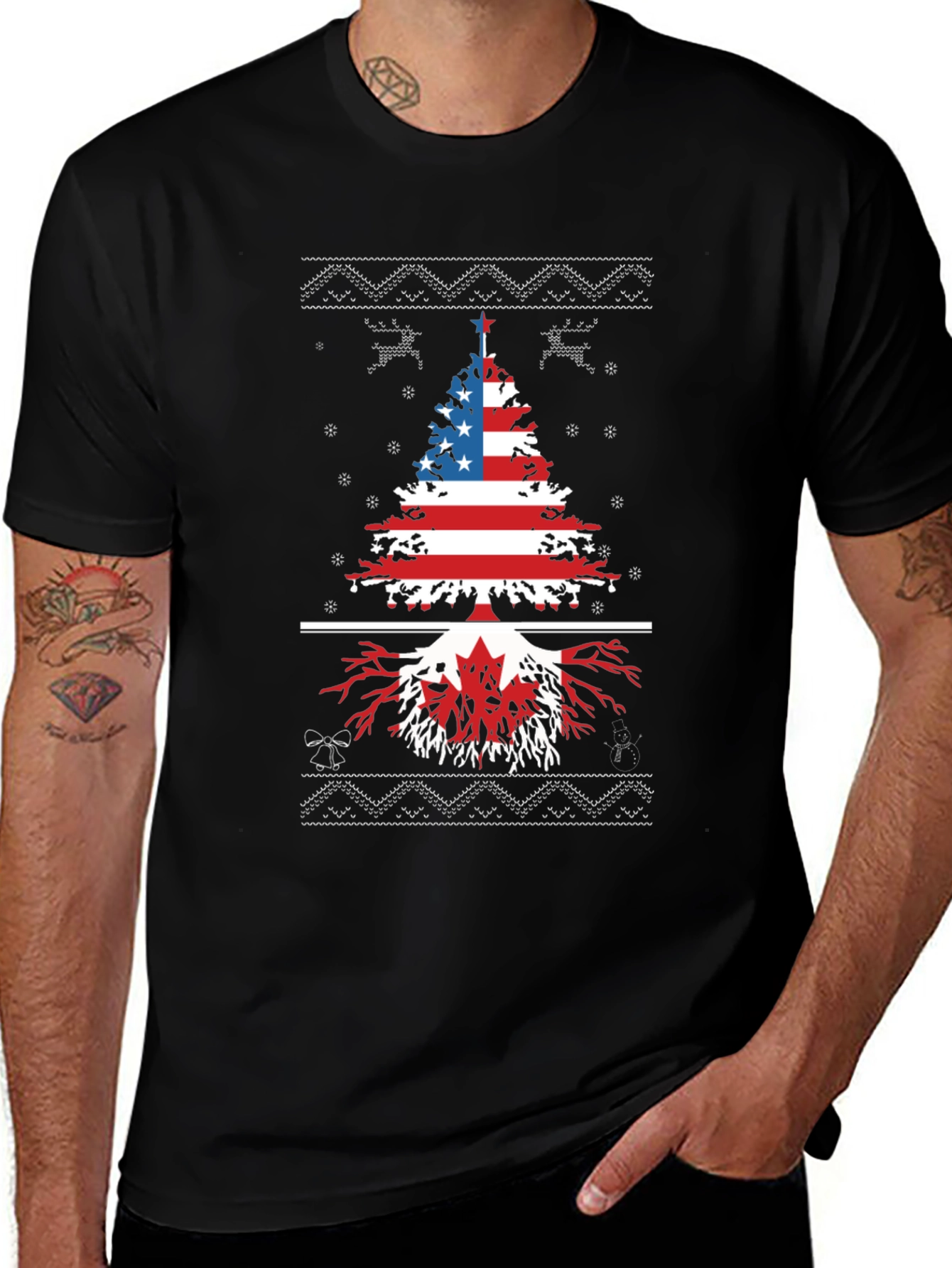 USA Canada Christmas Tree T-Shirt
