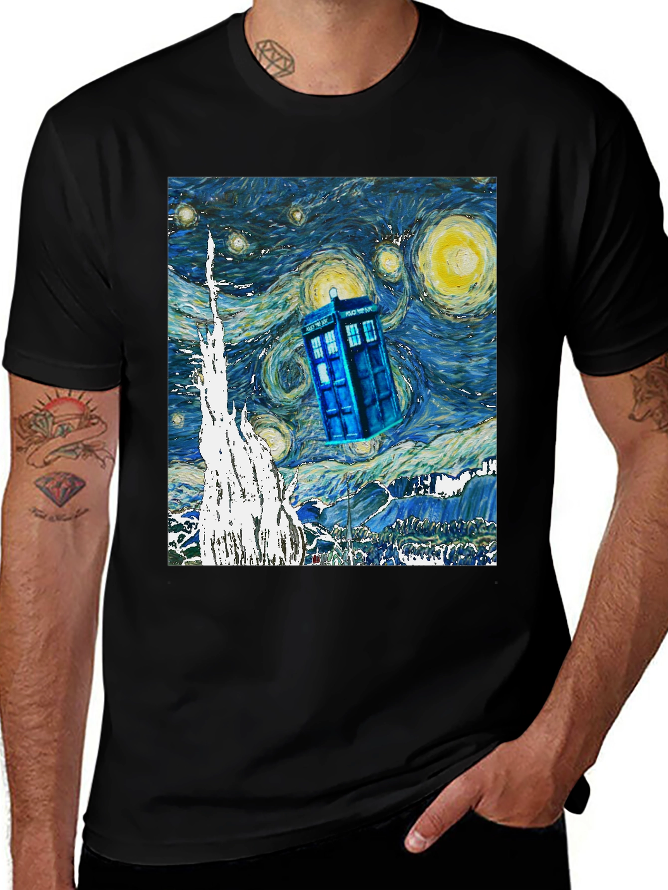 Starry Night TARDIS T-Shirt - Iconic Doctor Who Art