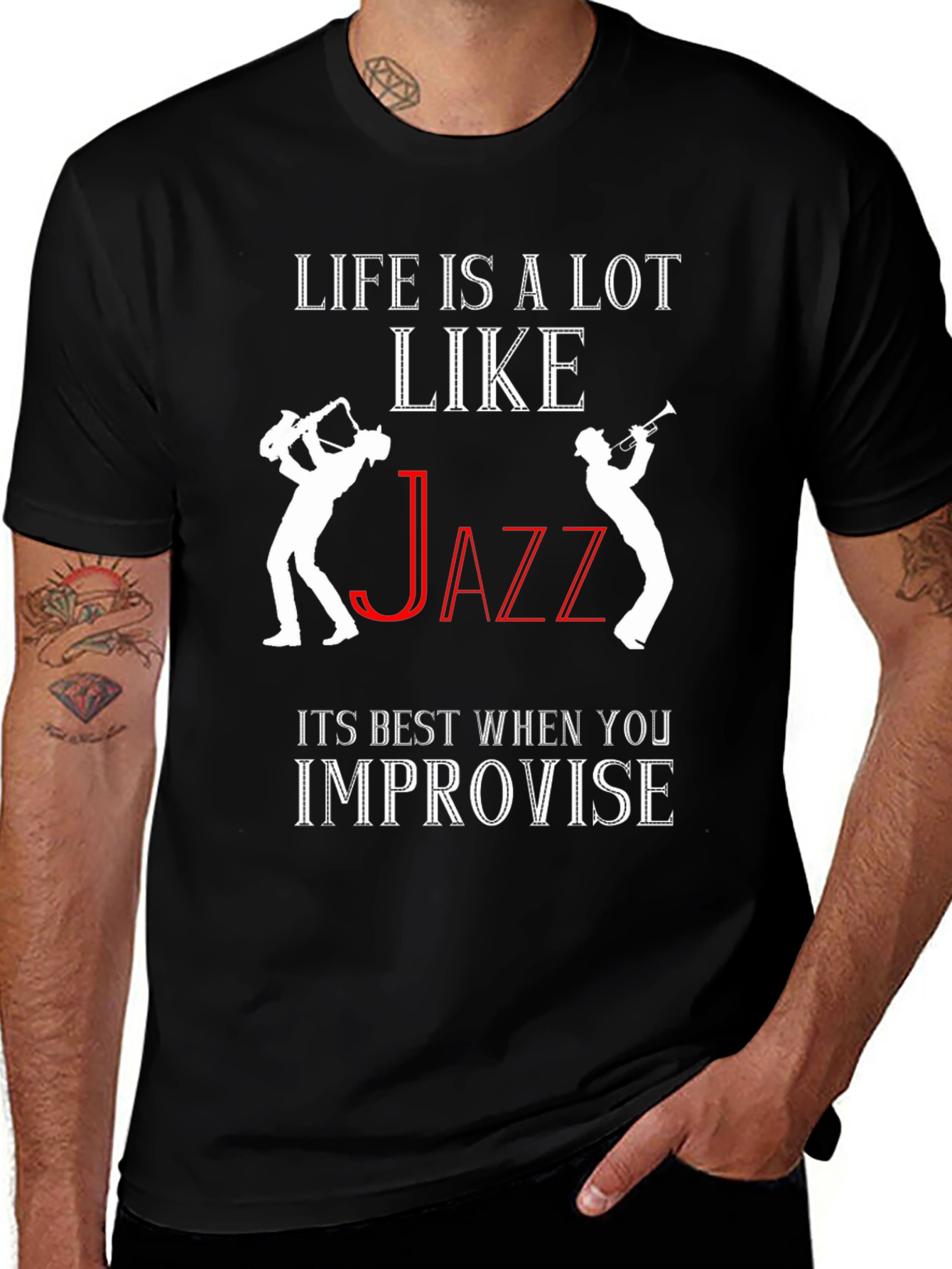Black Life is Like Jazz T-Shirt - Improvise! main image