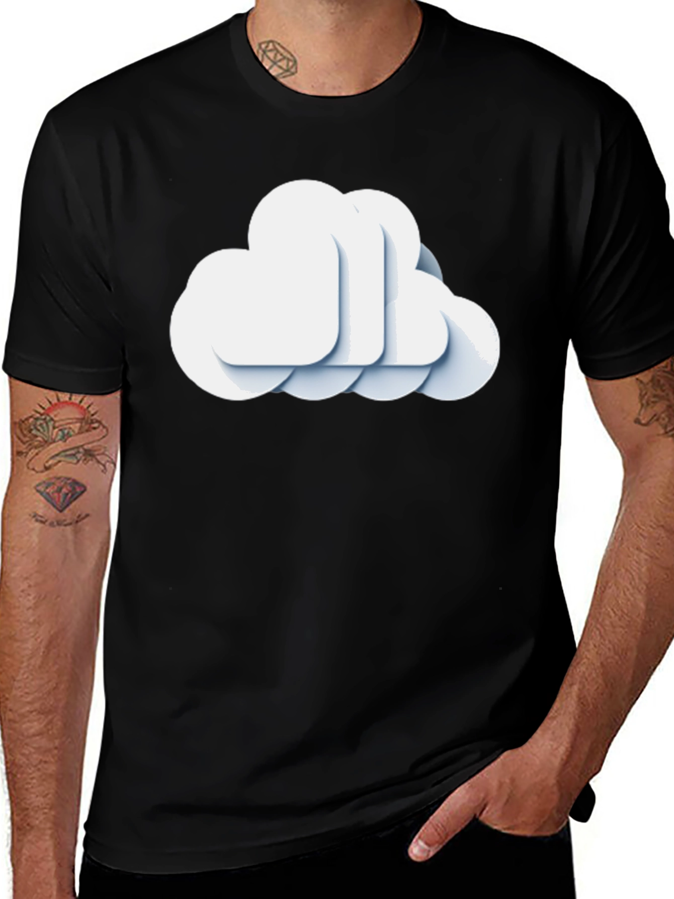 Cloud Graphic Black T-Shirt - Modern Style