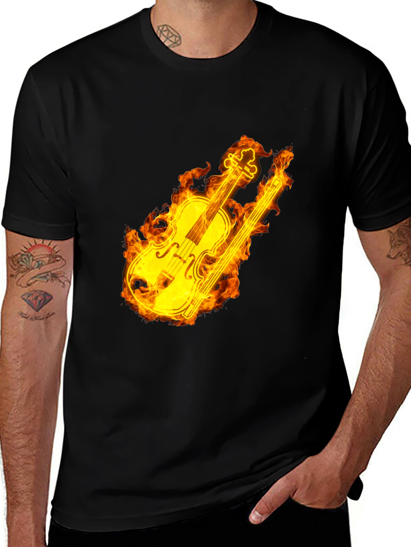 Variant 22 of Fiery Violin Graphic Tee - Bold & Unique Design