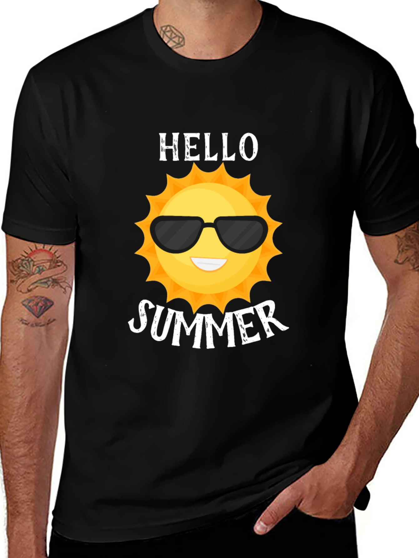 Variant 11 of Hello Summer Black Graphic T-Shirt