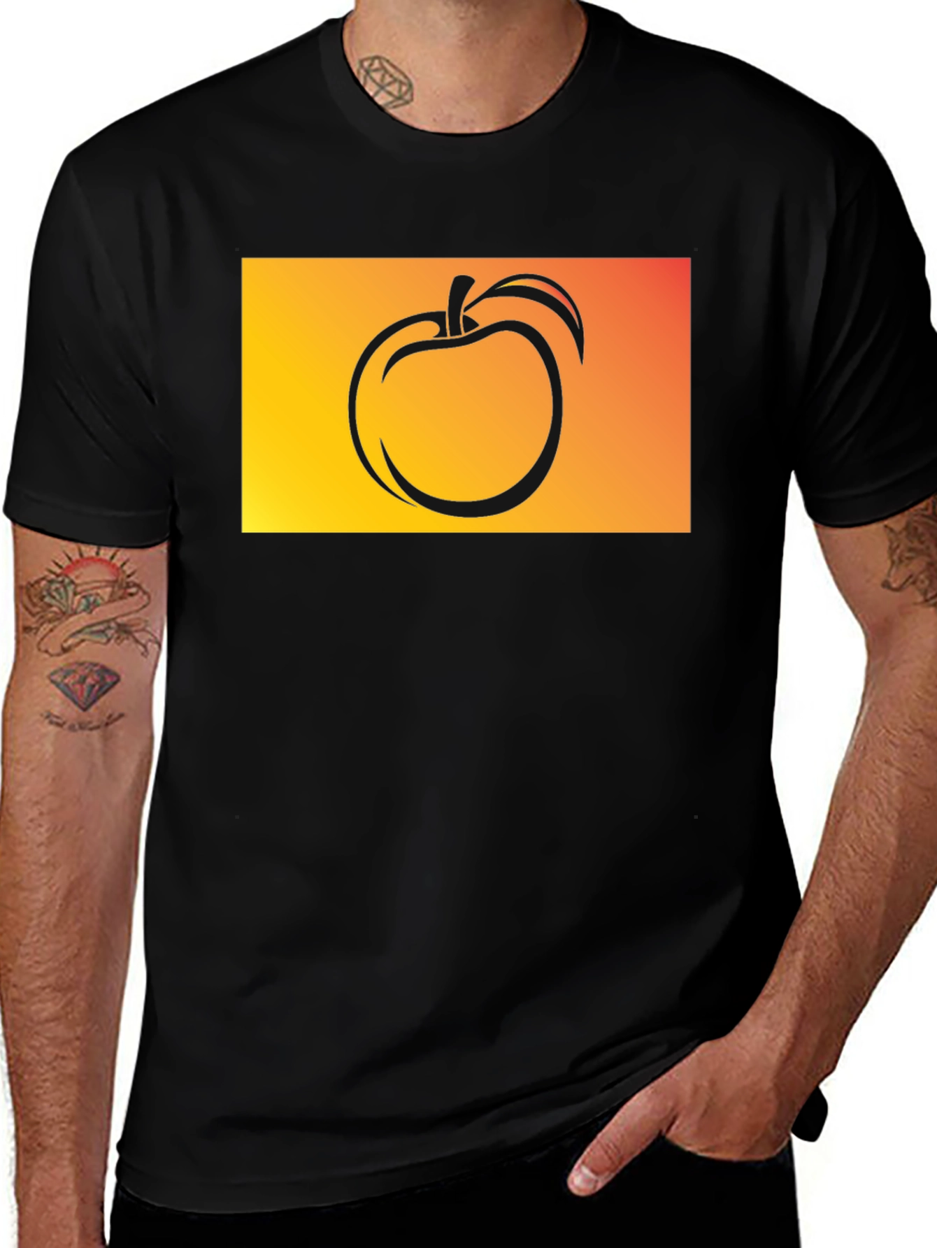 Variant 22 of Peach Graphic Black T-Shirt - Unisex Casual Tee