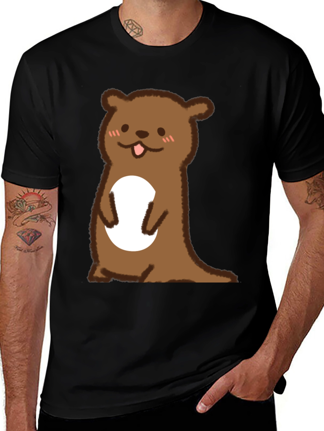 Variant 21 of Cute Otter Graphic Tee - Black Unisex T-Shirt