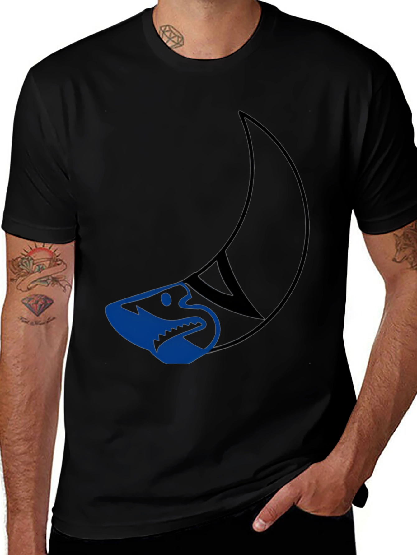Variant 28 of Cool Shark Graphic Tee - Black Cotton T-Shirt