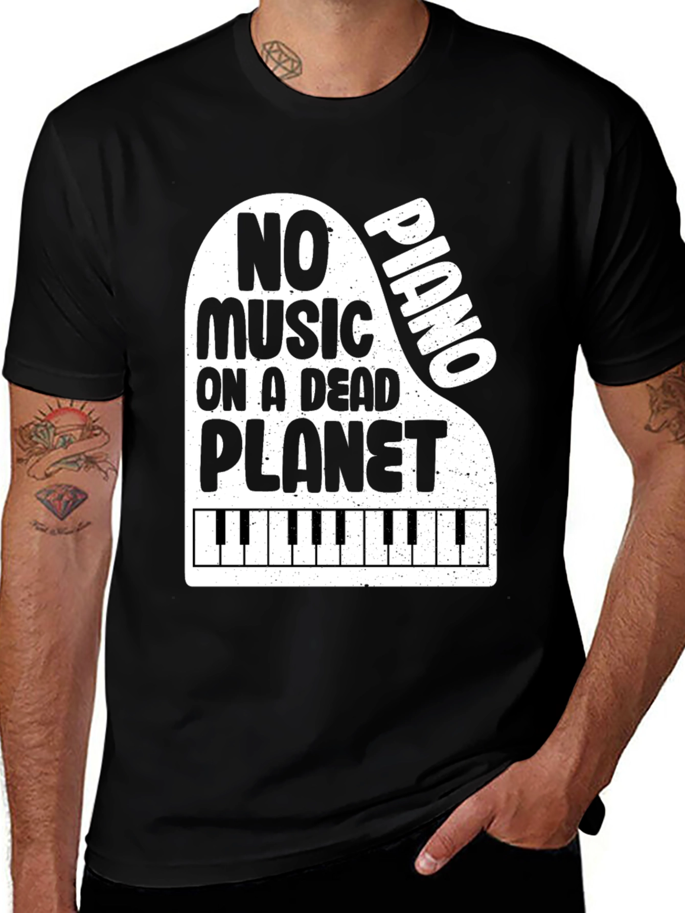 Variant 25 of No Music on a Dead Planet Piano T-Shirt