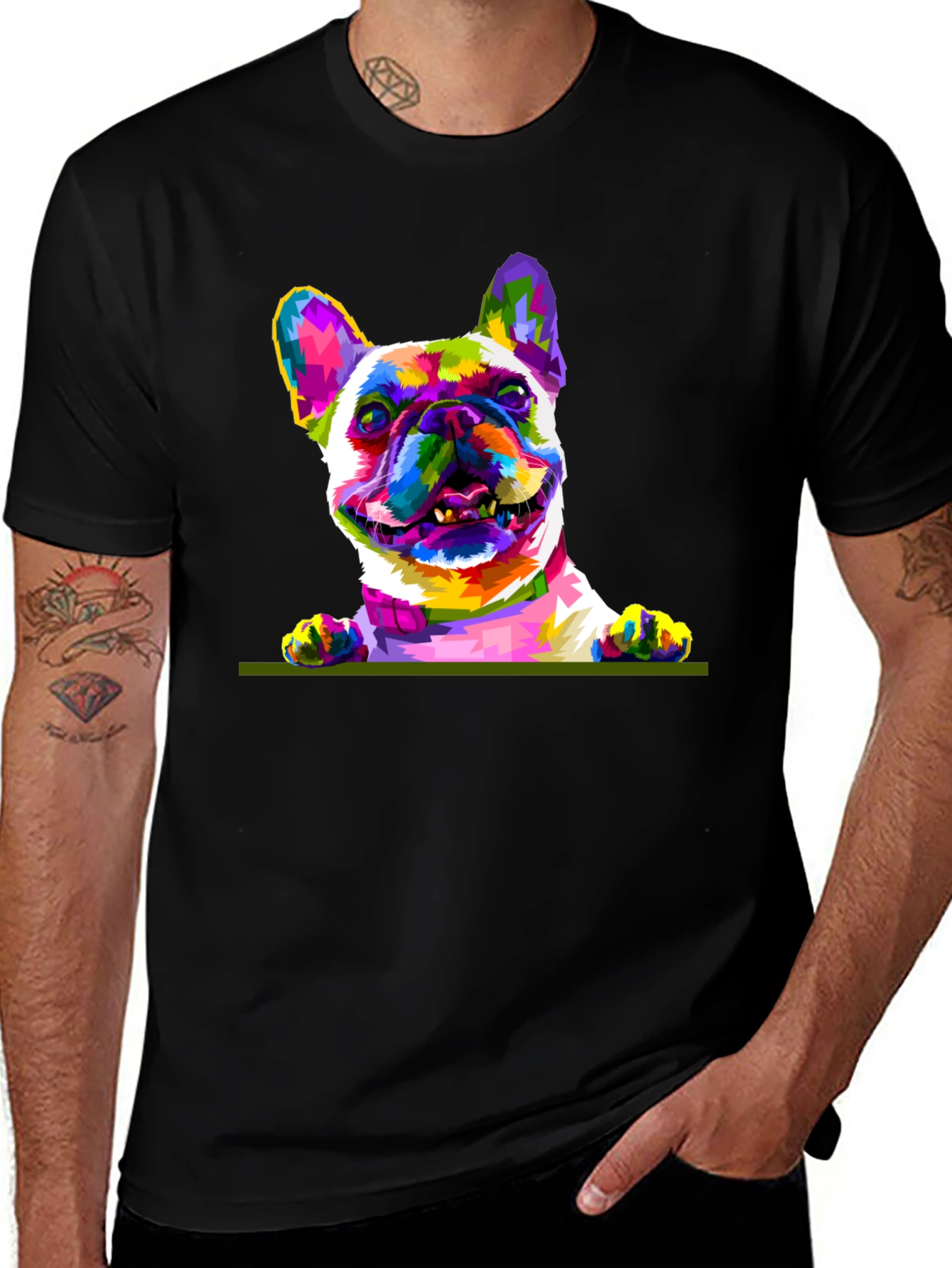 Variant 7 of Colorful Dog Graphic Black T-Shirt