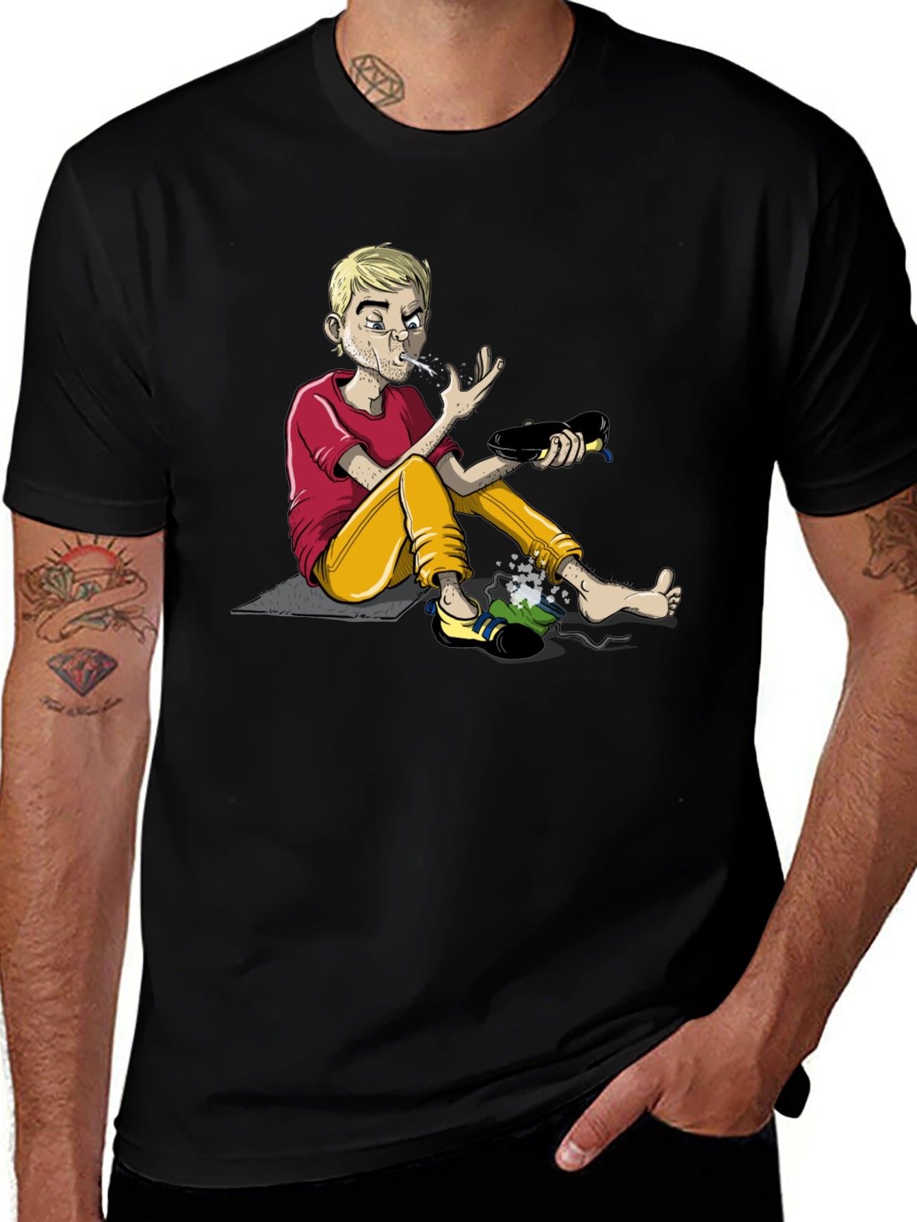 Variant 19 of Graphic Tee: Cartoon Man Blowing Bubbles