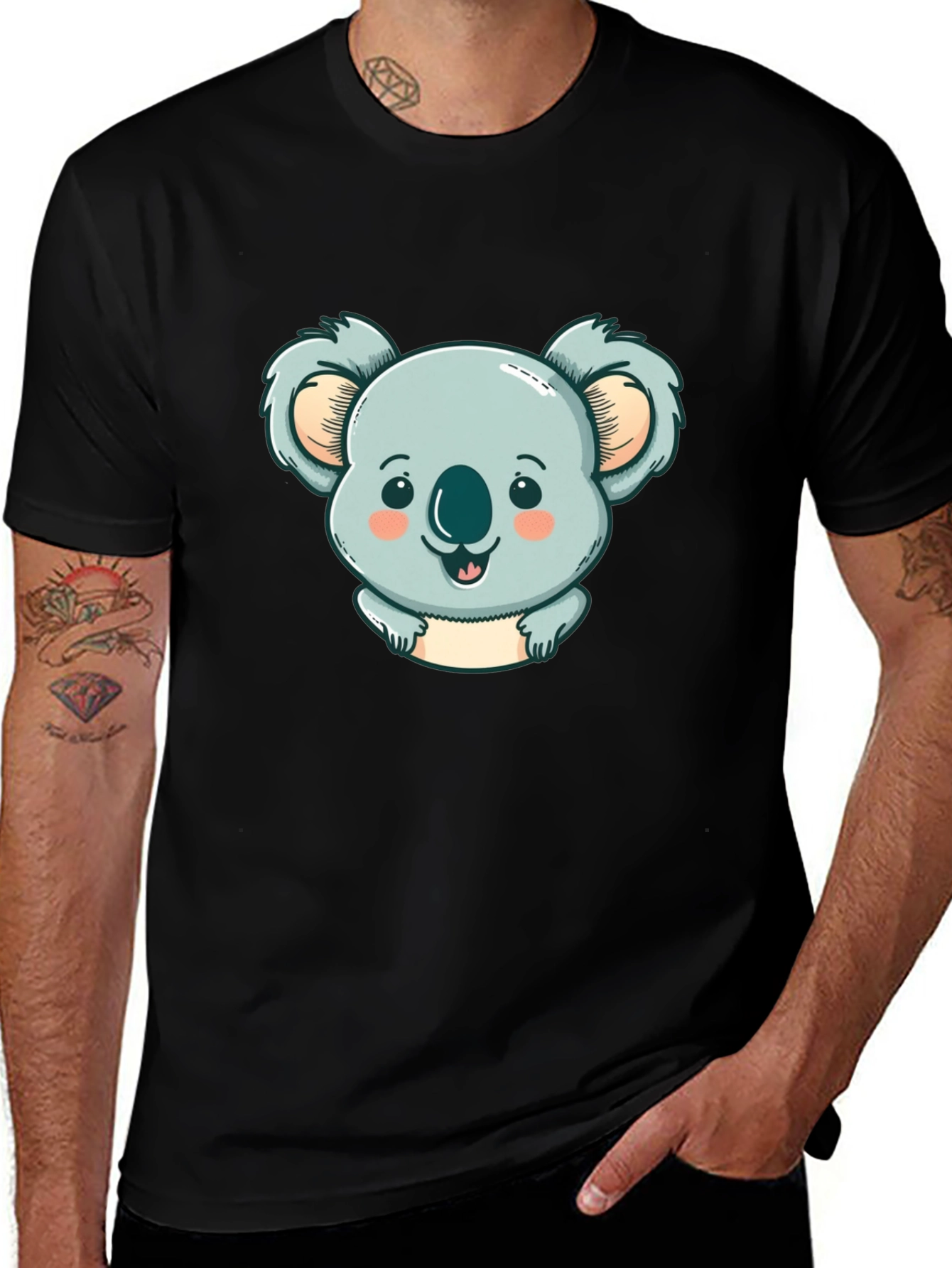 Variant 10 of Cute Koala Graphic T-Shirt - Black