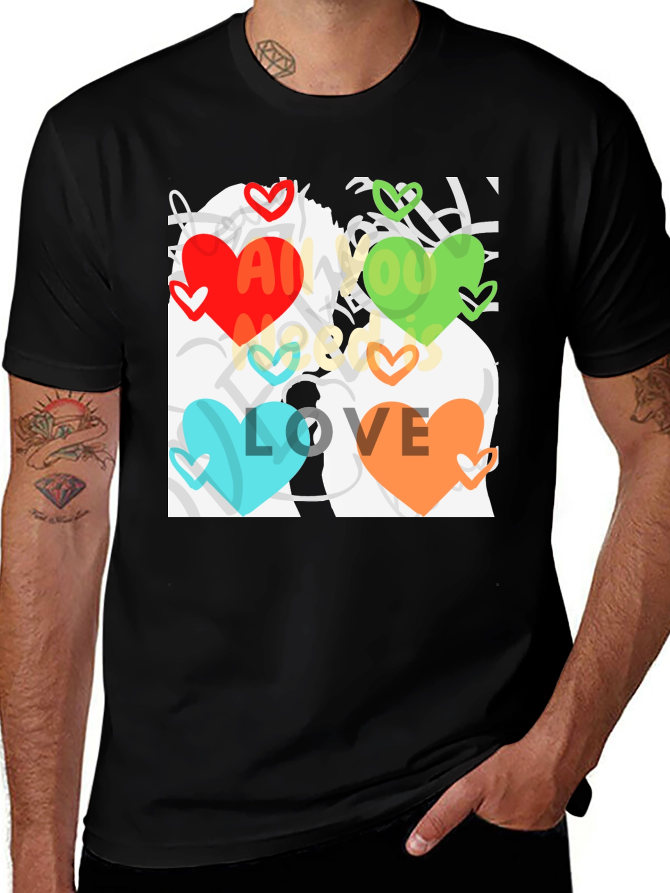 Variant 30 of Love All You Need T-Shirt, Unique Heart Design