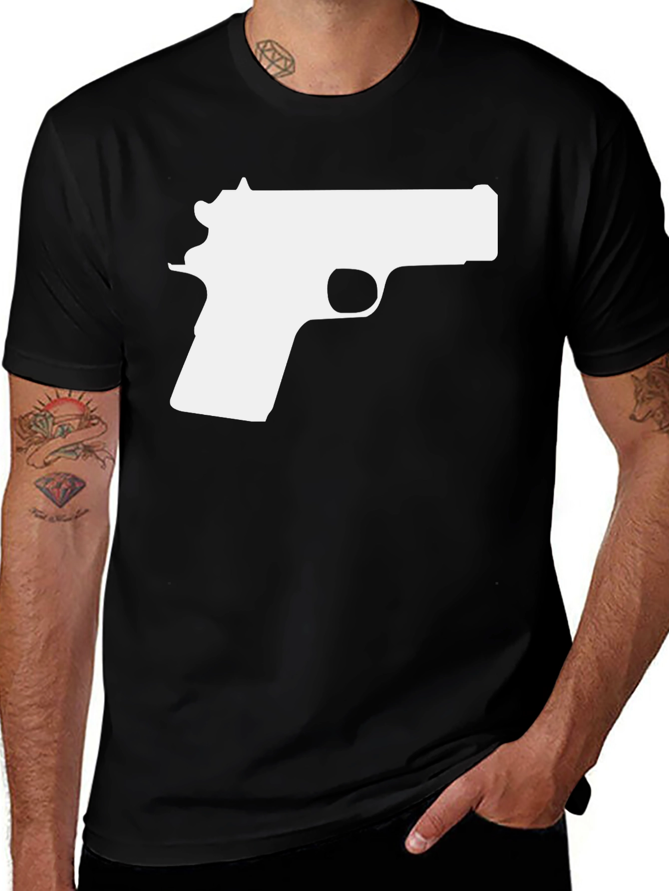 Variant 22 of Gun Graphic Tee - Bold Black T-Shirt