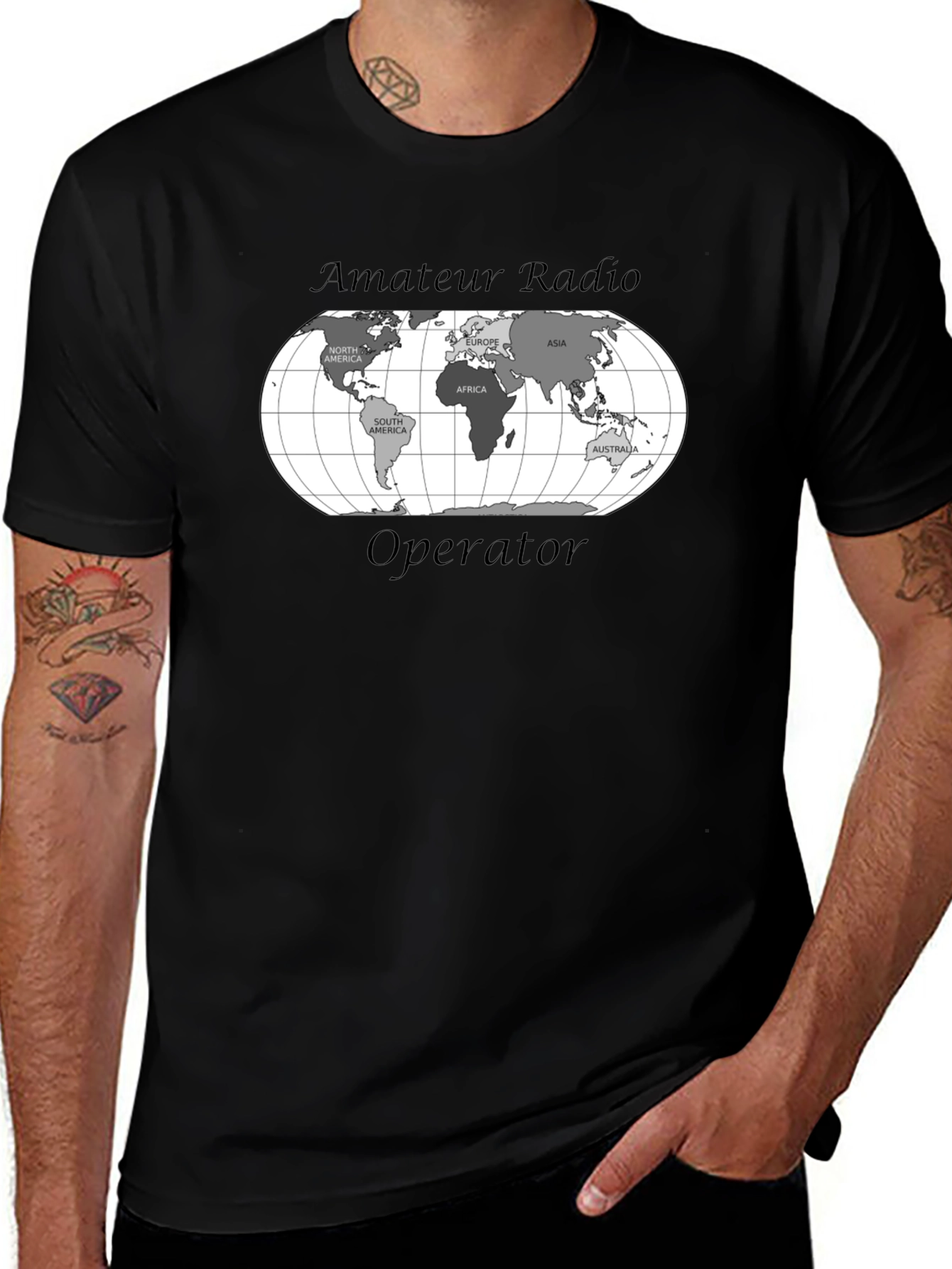 Variant 19 of Amateur Radio Operator World Map T-Shirt
