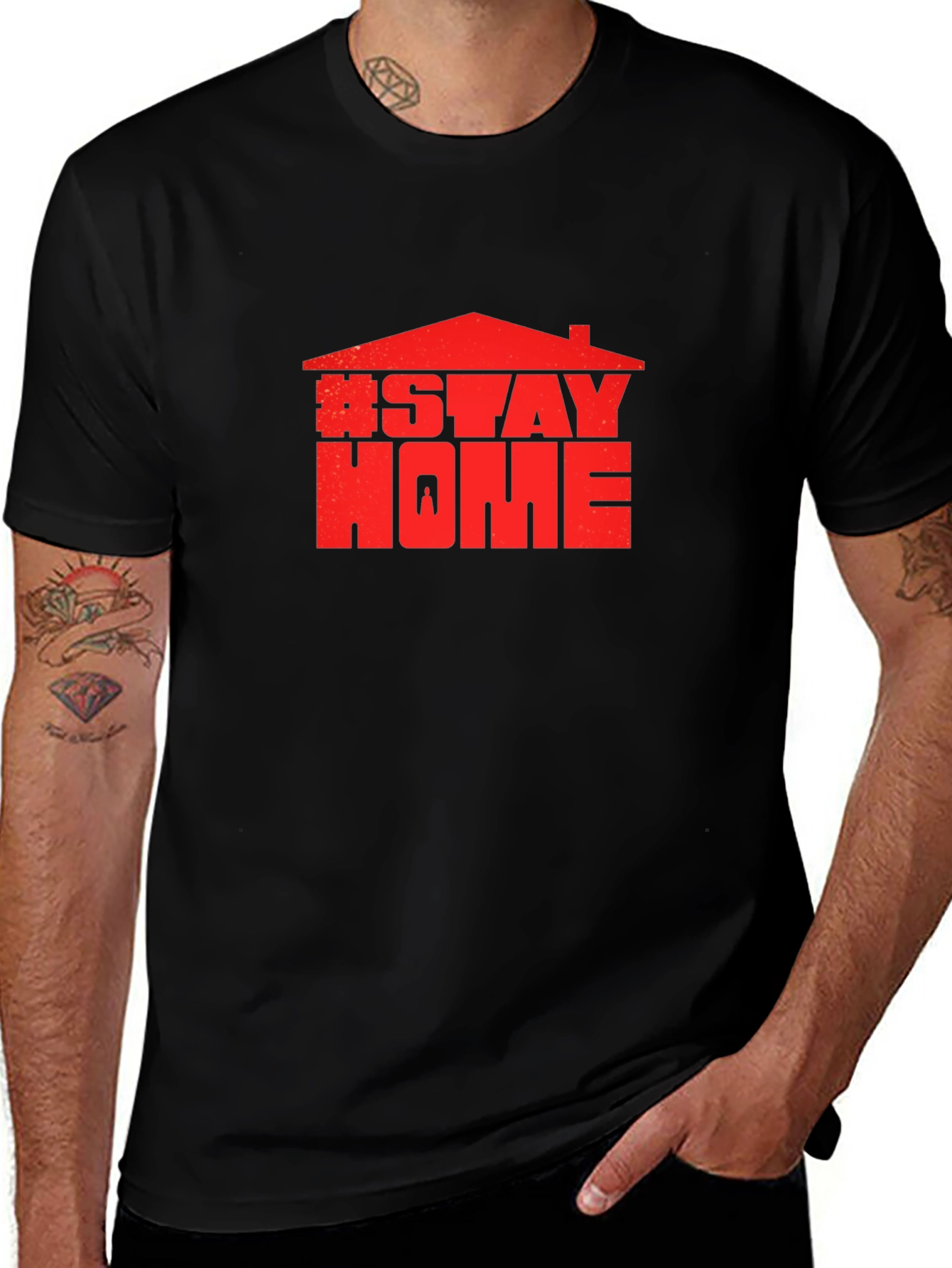 Variant 16 of Stay Home Graphic Tee - Socially Conscious Shirt
