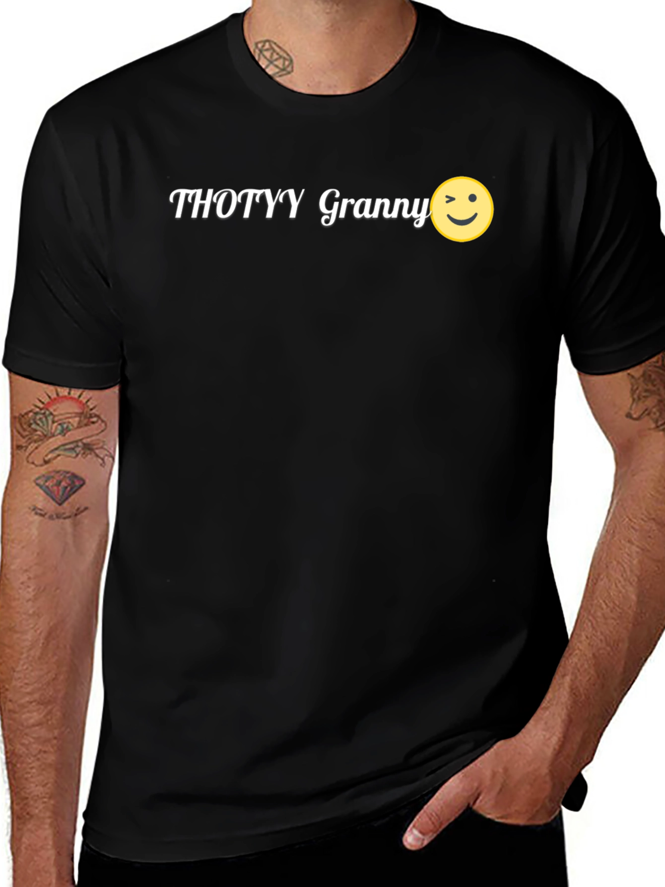 Variant 5 of Thotyy Granny Wink Emoji Black T-Shirt