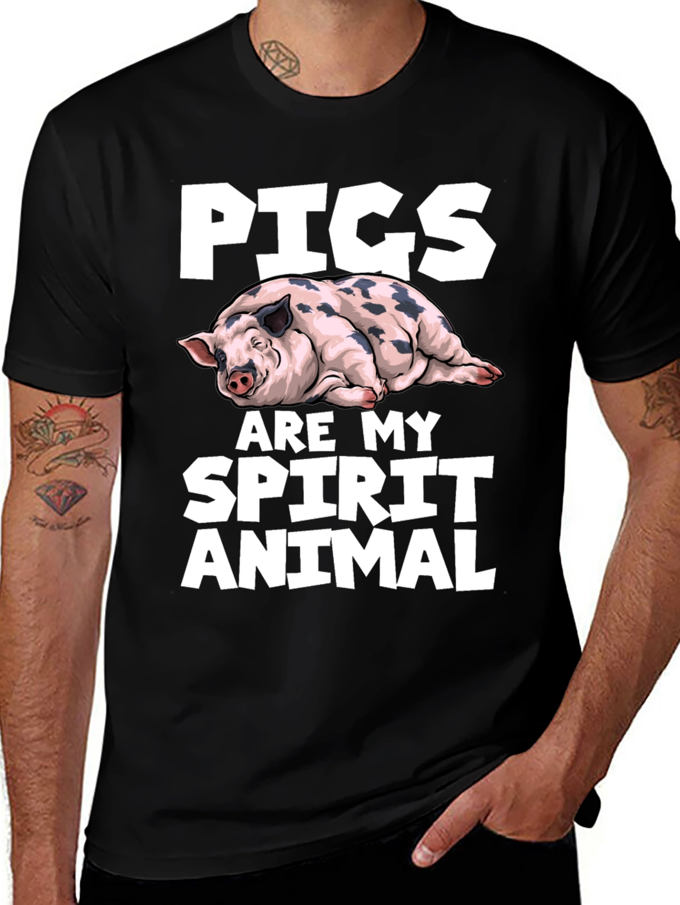 Variant 4 of Pigs Are My Spirit Animal Graphic Tee - Black