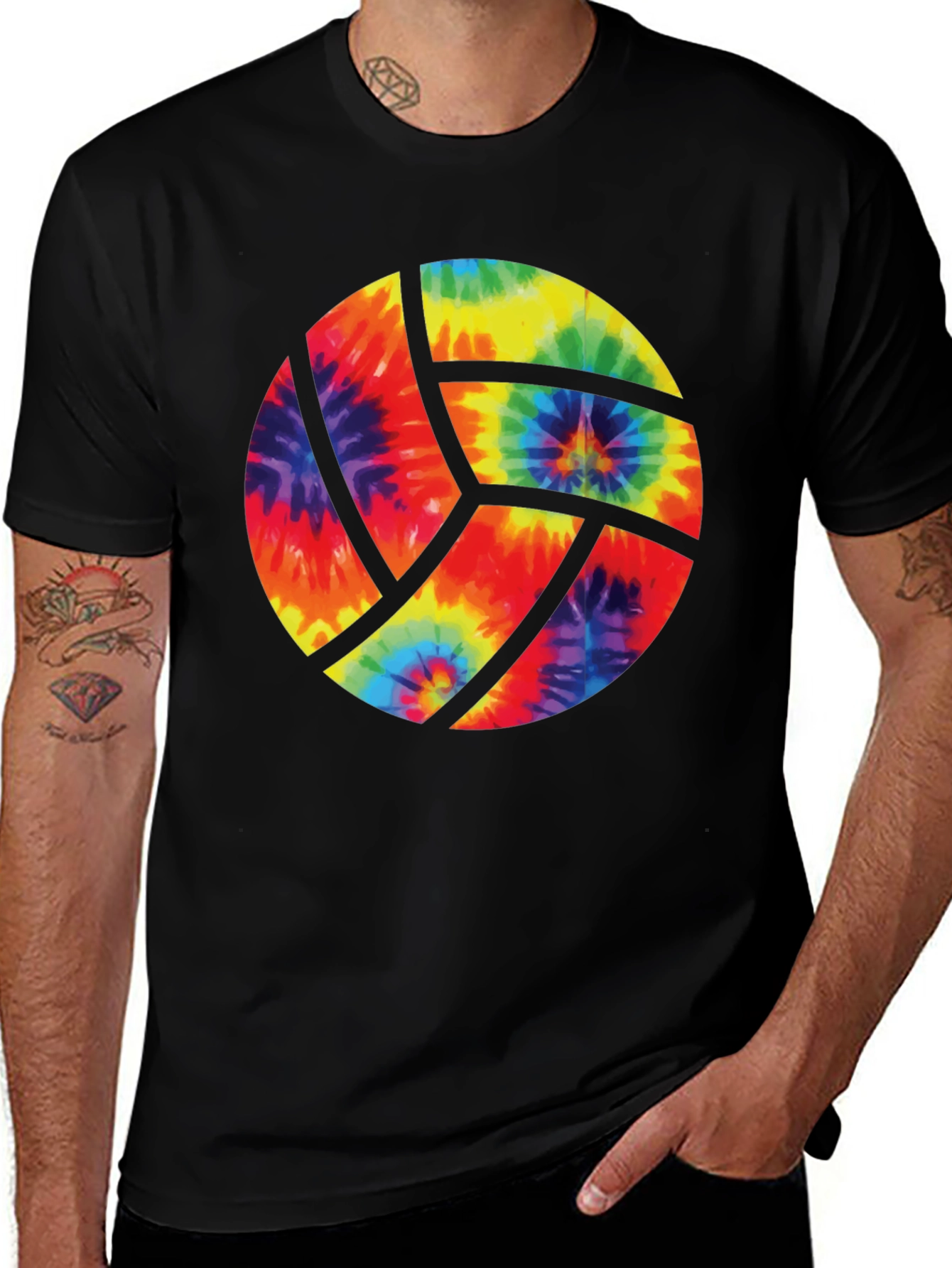Variant 30 of Tie Dye Volleyball Graphic Tee - Black