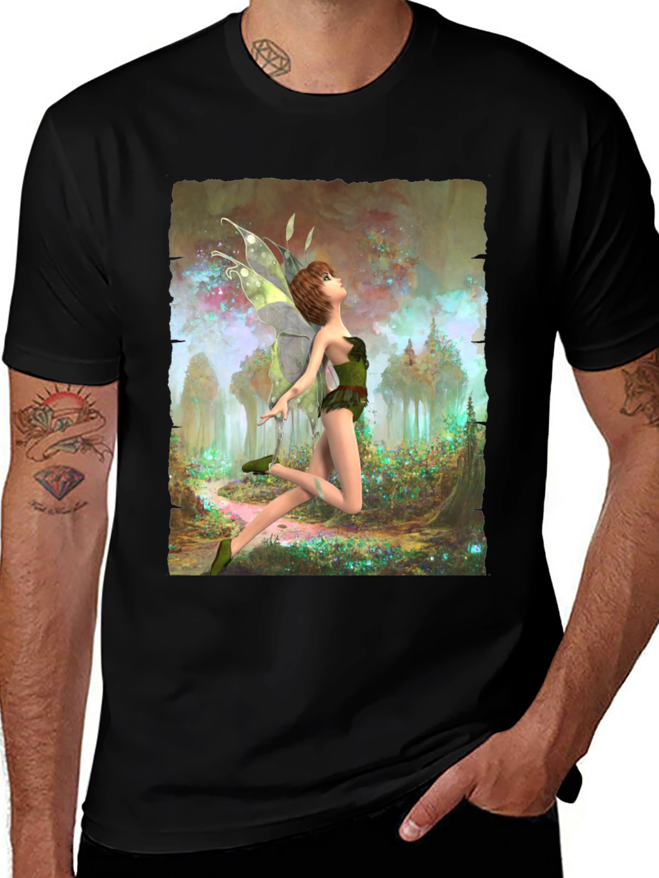Variant 10 of Fairy Forest Black T-Shirt