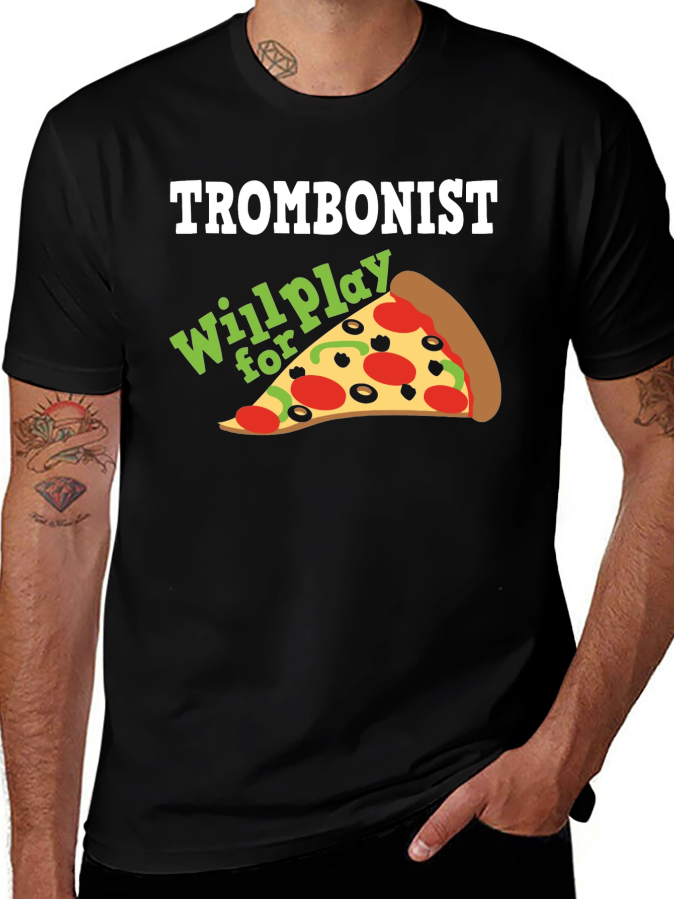 Variant 27 of Trombonist Pizza Funny Music T-Shirt
