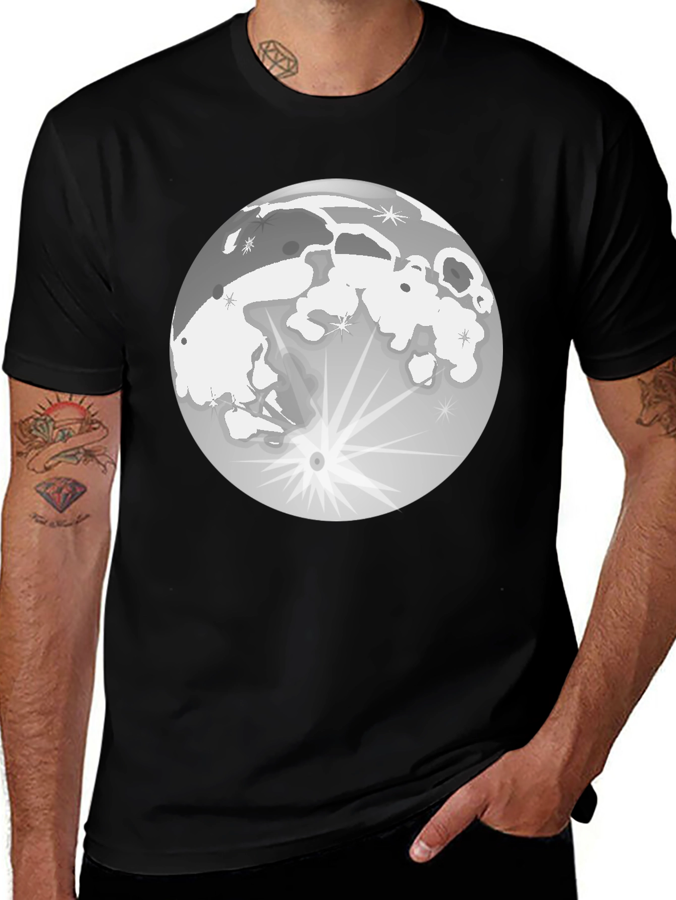 Variant 7 of Lunar Eclipse Graphic T-Shirt - Black Cotton