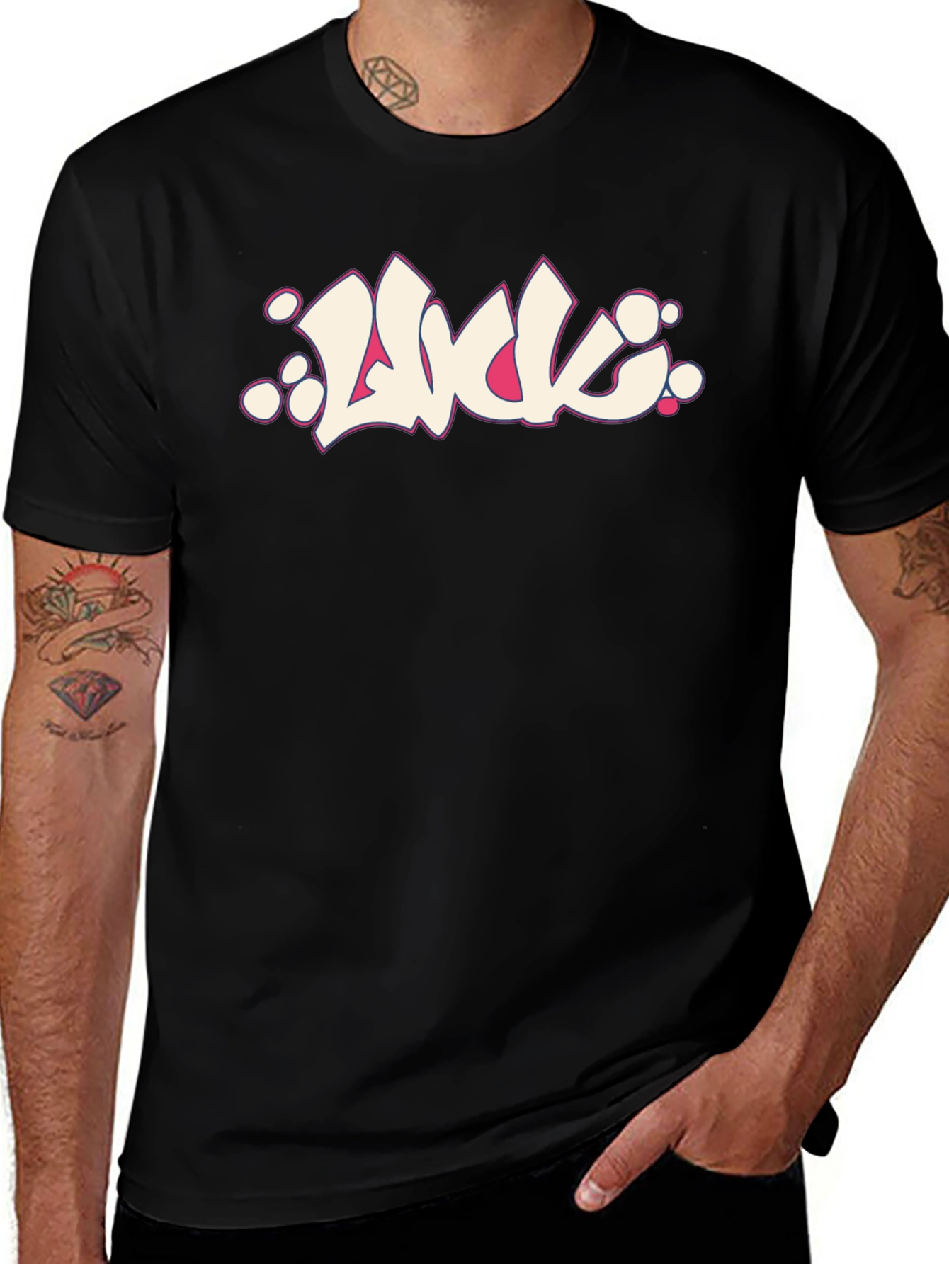 Variant 16 of Black Graphic Tee - Luck Graffiti Style