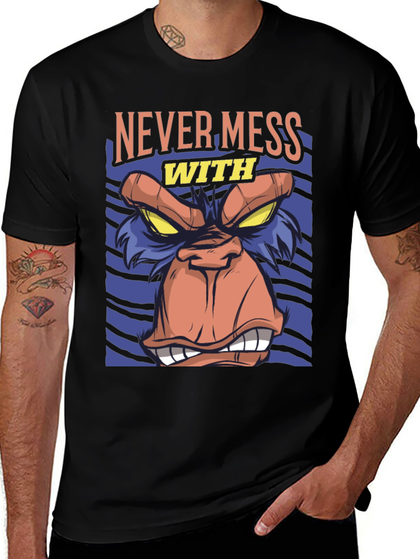 Variant 19 of Never Mess With Graphic Tee - Angry Gorilla Design