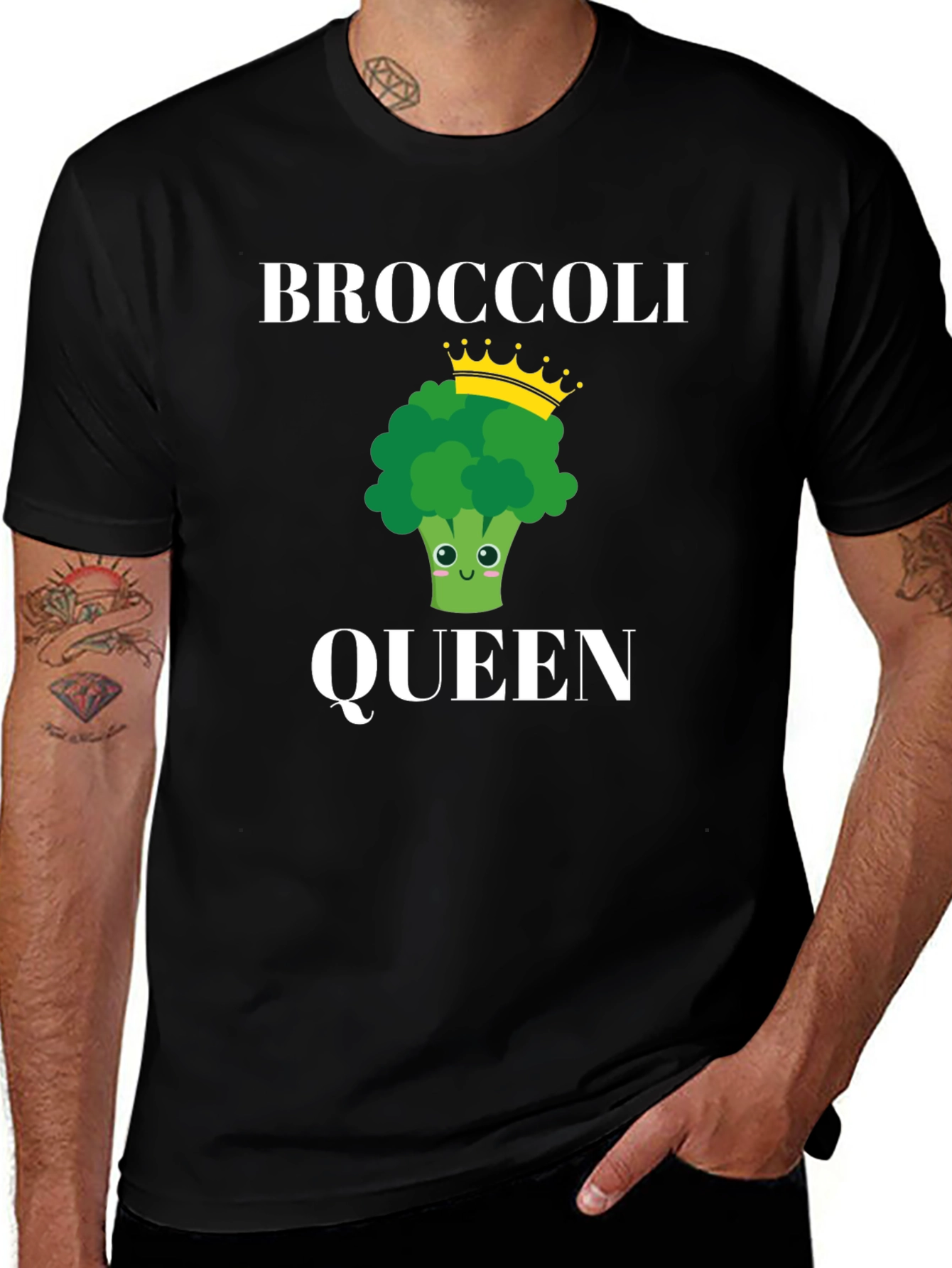 Variant 10 of Broccoli Queen Graphic T-Shirt - Novelty Vegan Tee