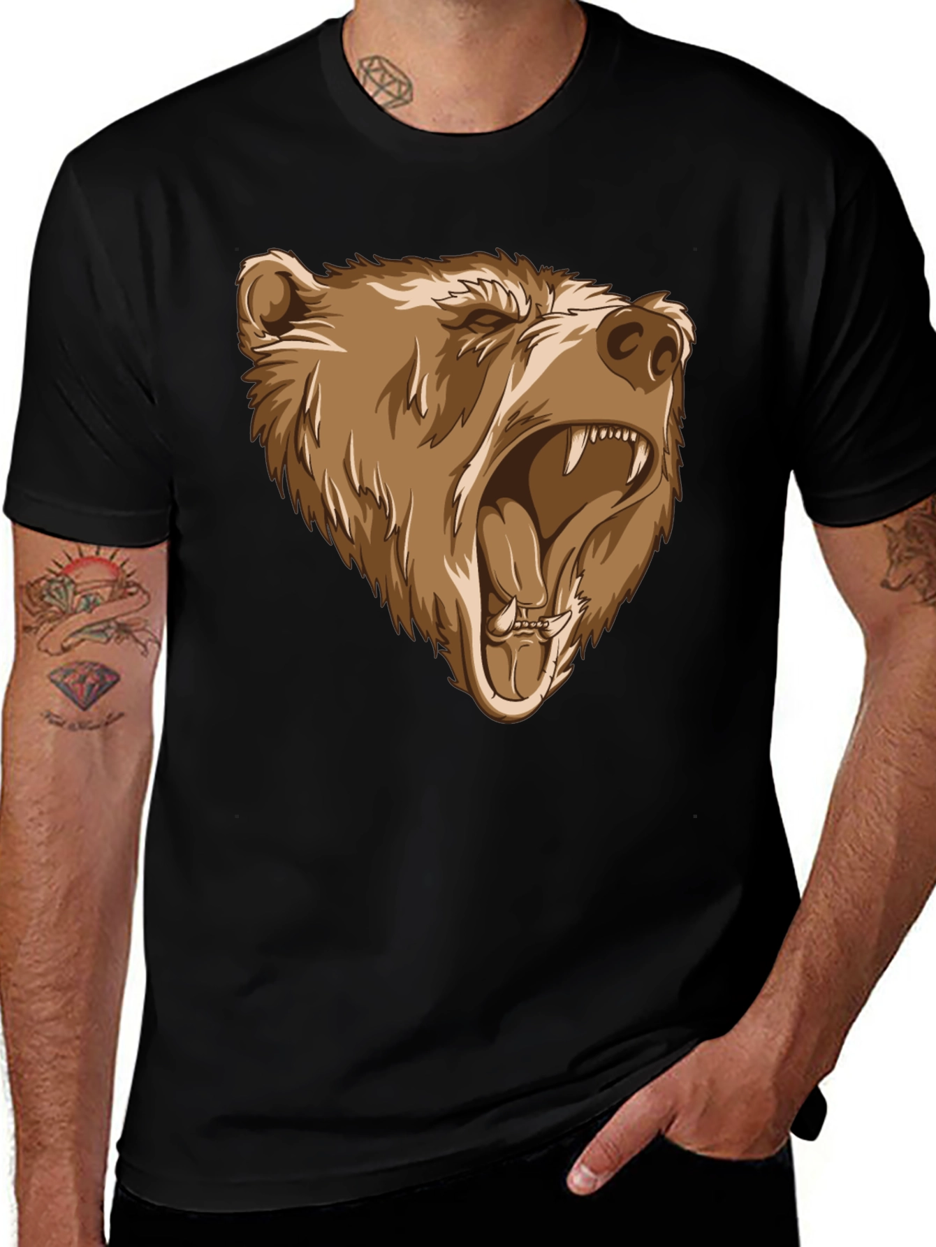 Variant 24 of Black T-Shirt with Roaring Bear Graphic
