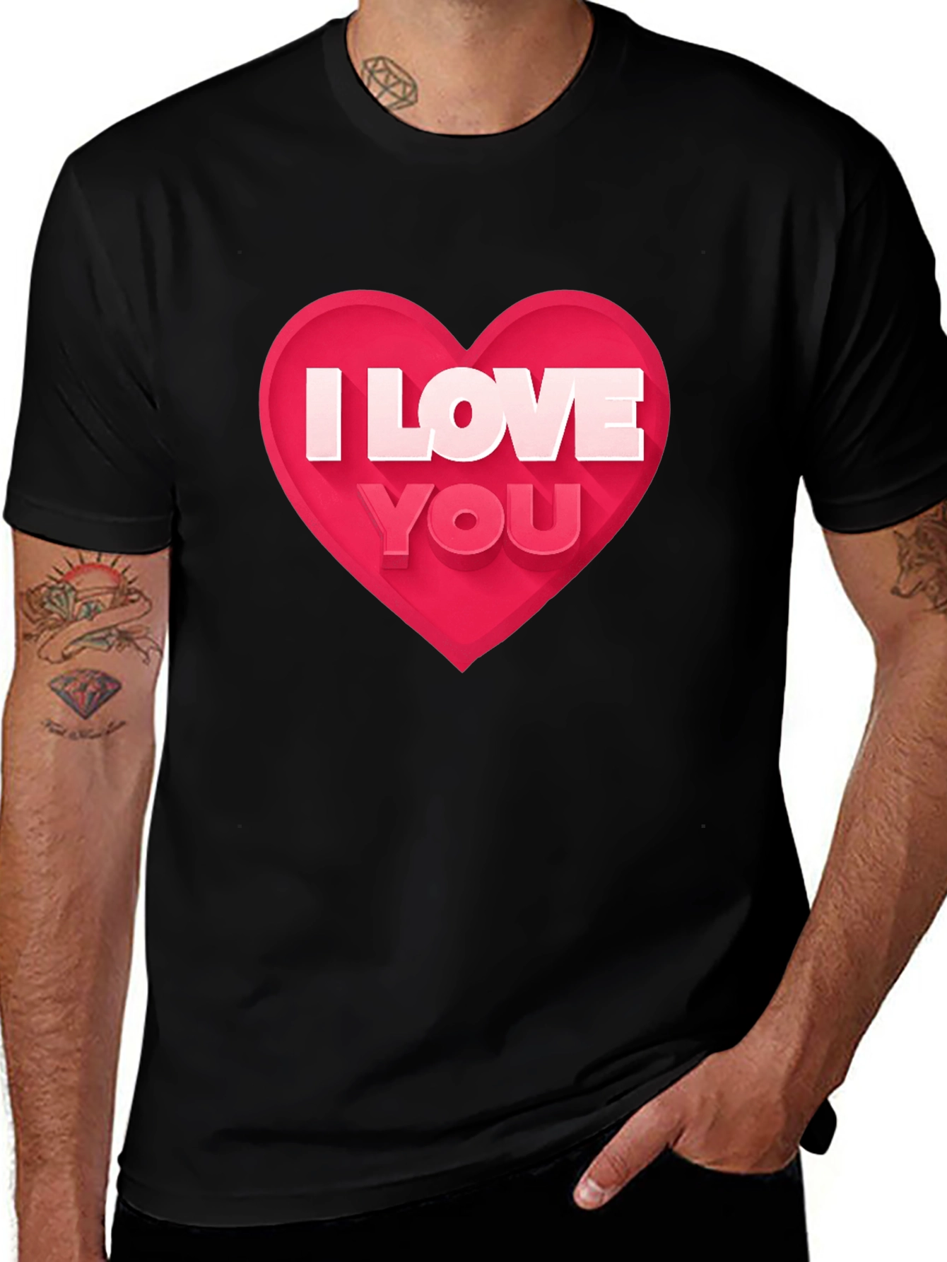 I Love You Heart Graphic Black T-Shirt