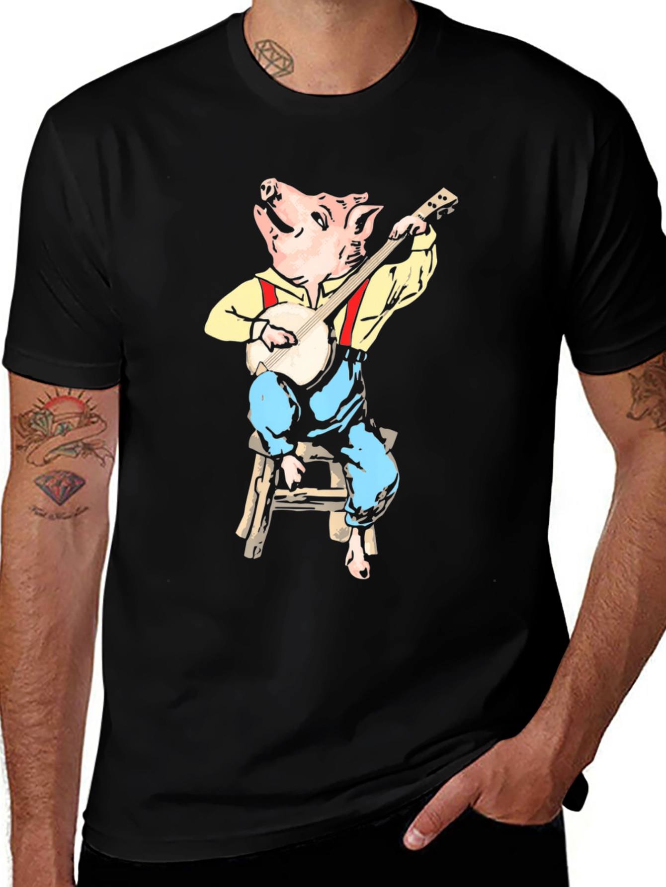 Variant 30 of Pig Playing Banjo Graphic Tee